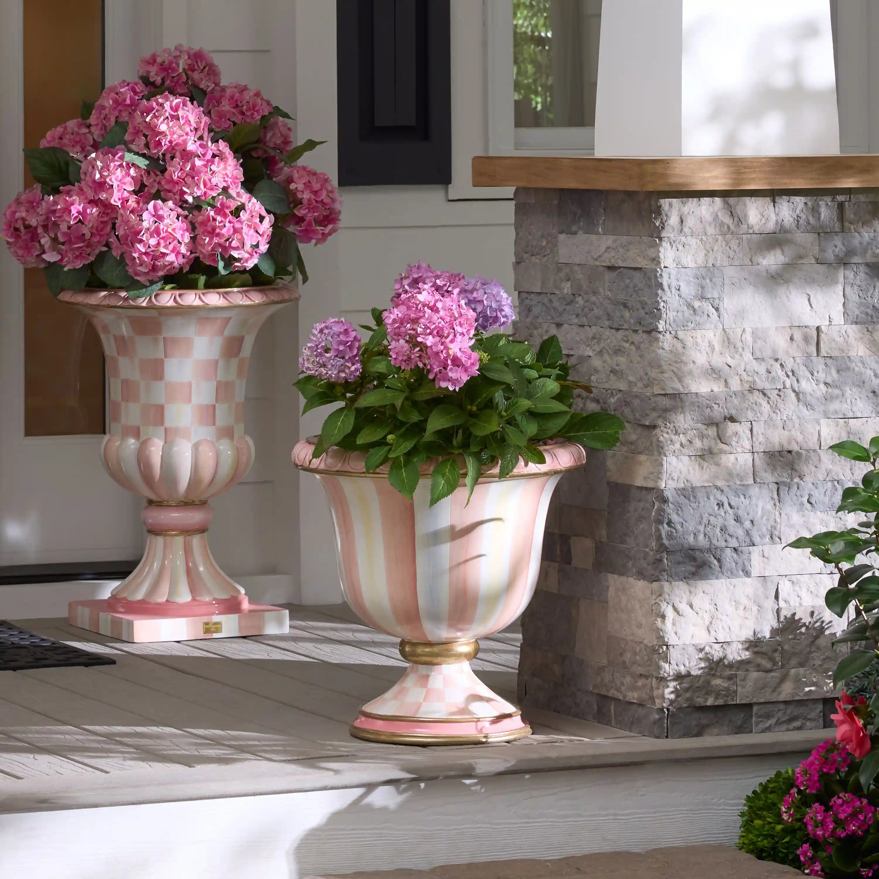 Violet Check Pedestal Urn