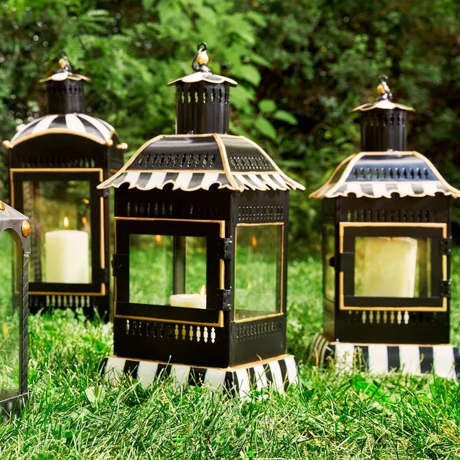 Courtly Stripe Large Candle Lantern