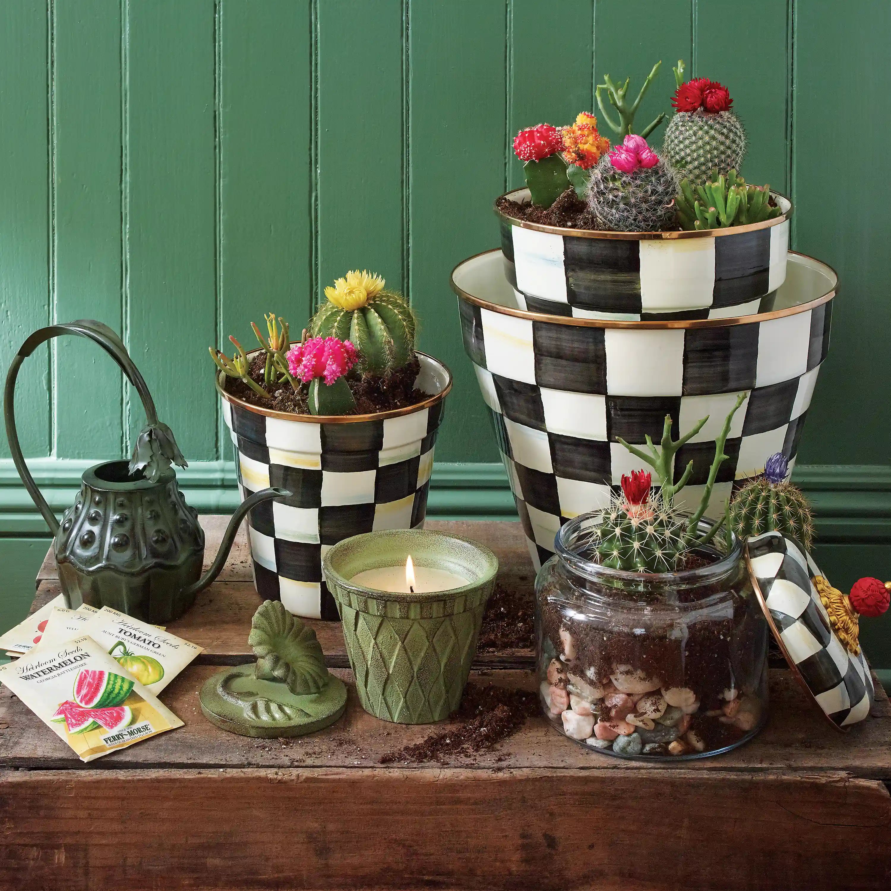 Emerald Check Small Garden Pot