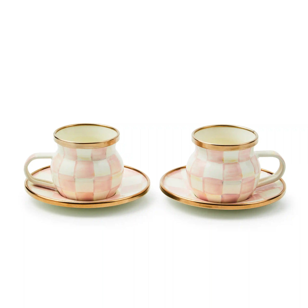 Mocha Check Espresso Cup & Saucer Set