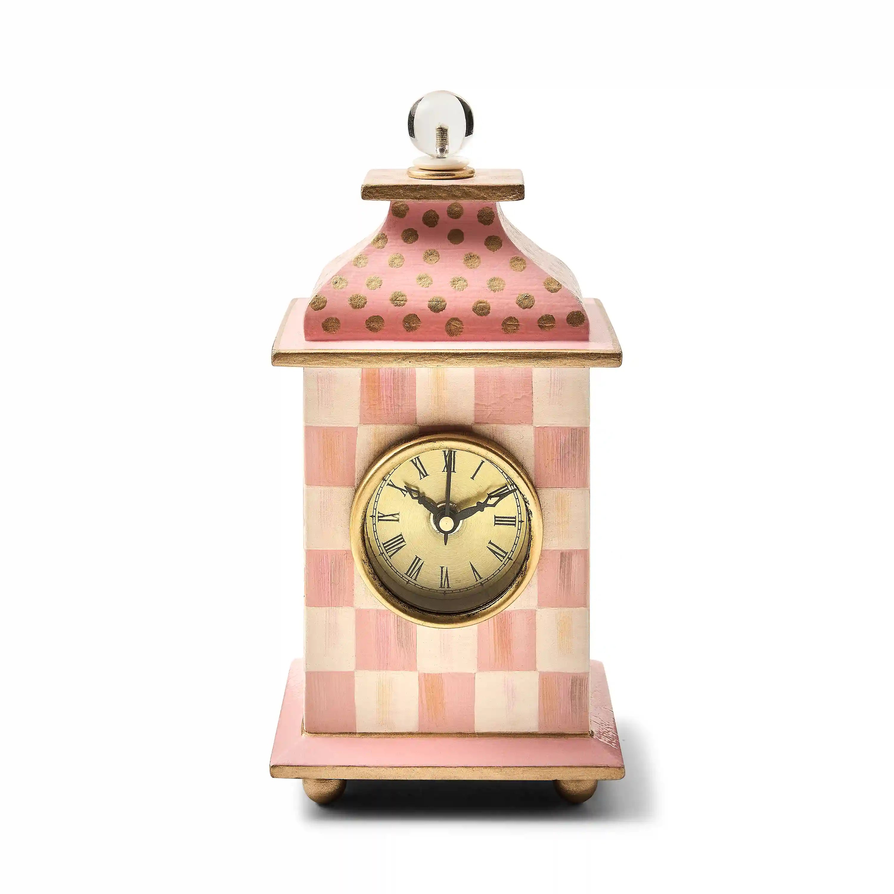 Mocha Check Desk Clock