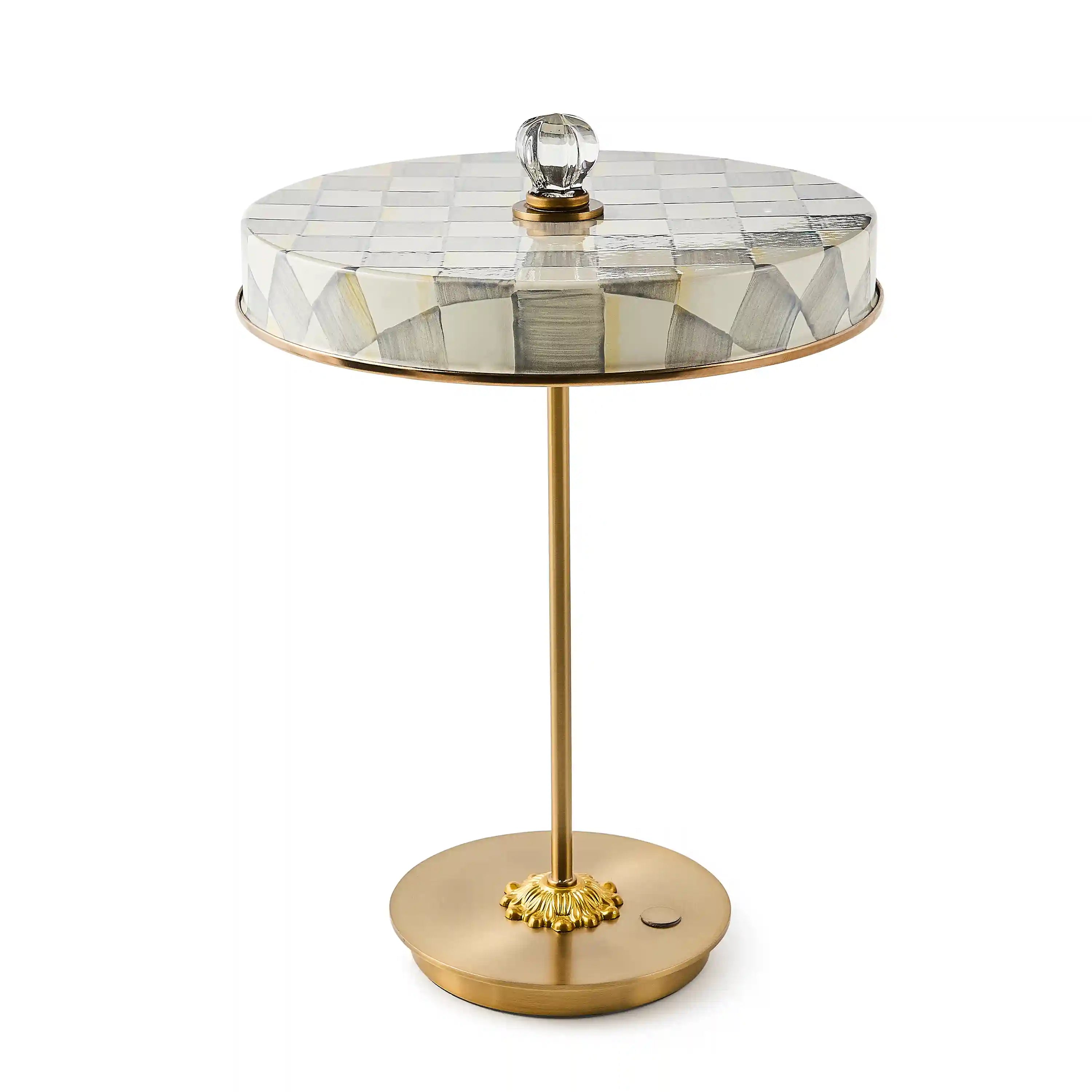 Courtly Check LED Rechargeable Disk Table Lamp