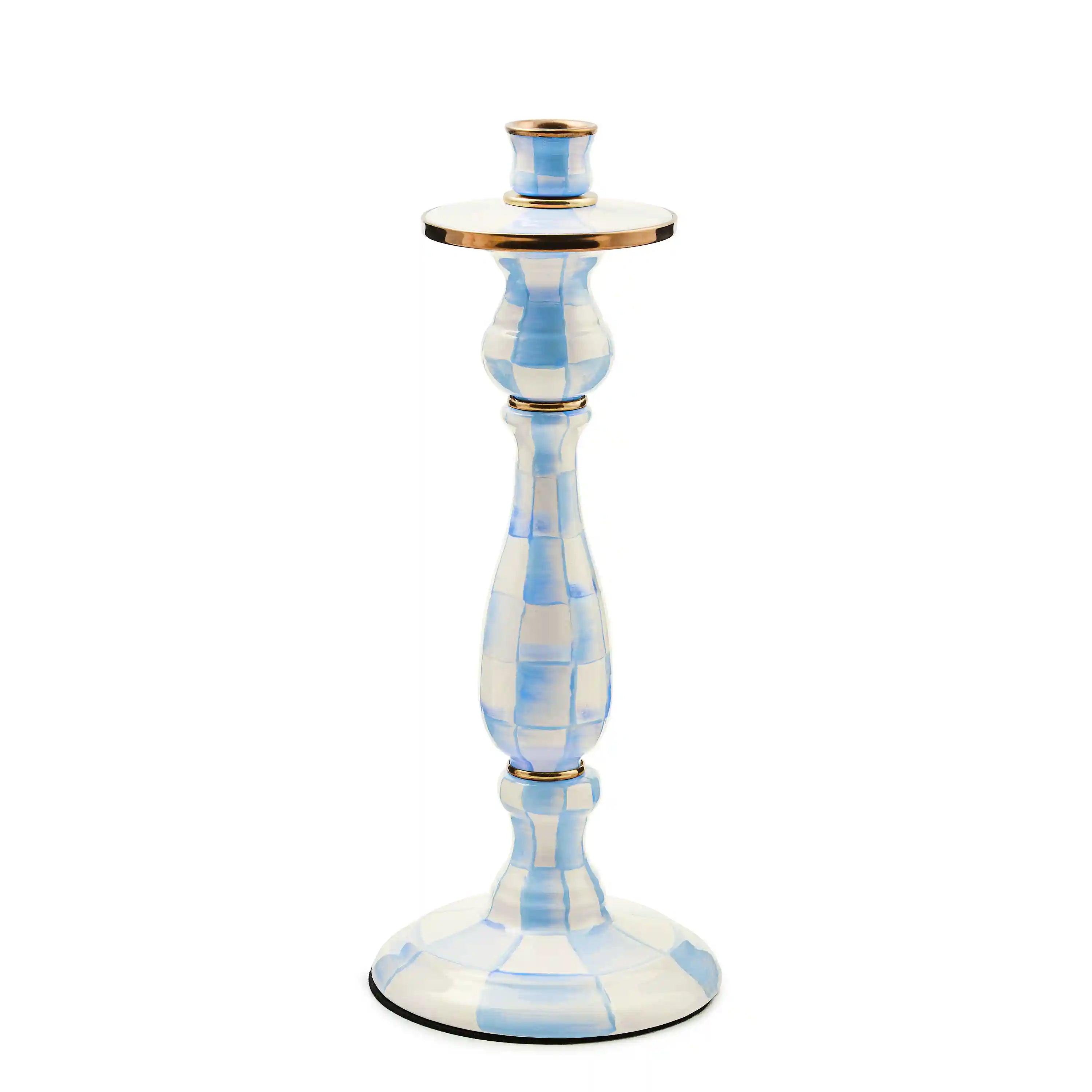 Mocha Check Small Candlestick