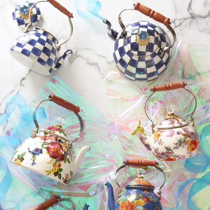 White Flower Market 3 Quart Tea Kettle
