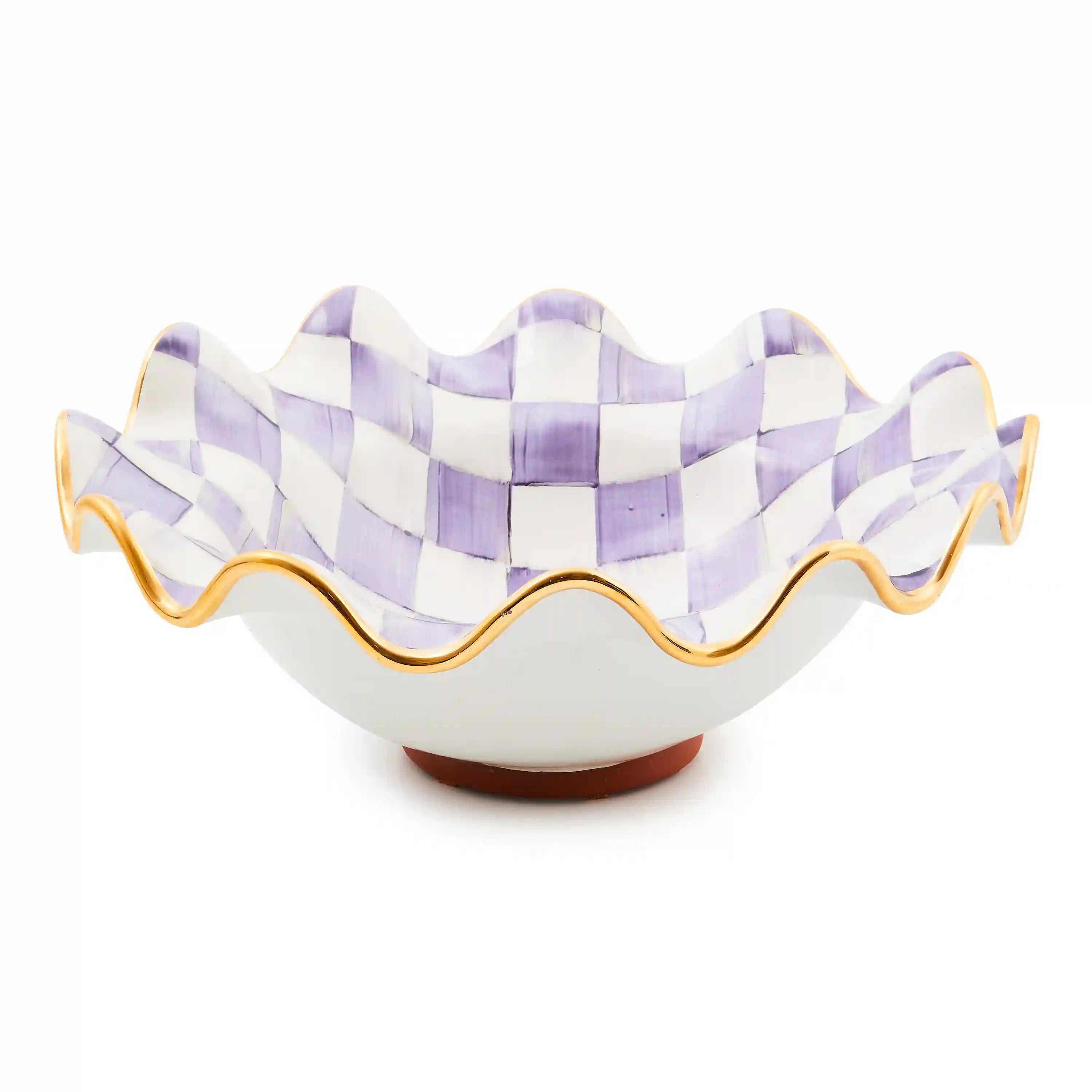Rosy Check Medium Ceramic Fluted Serving Bowl