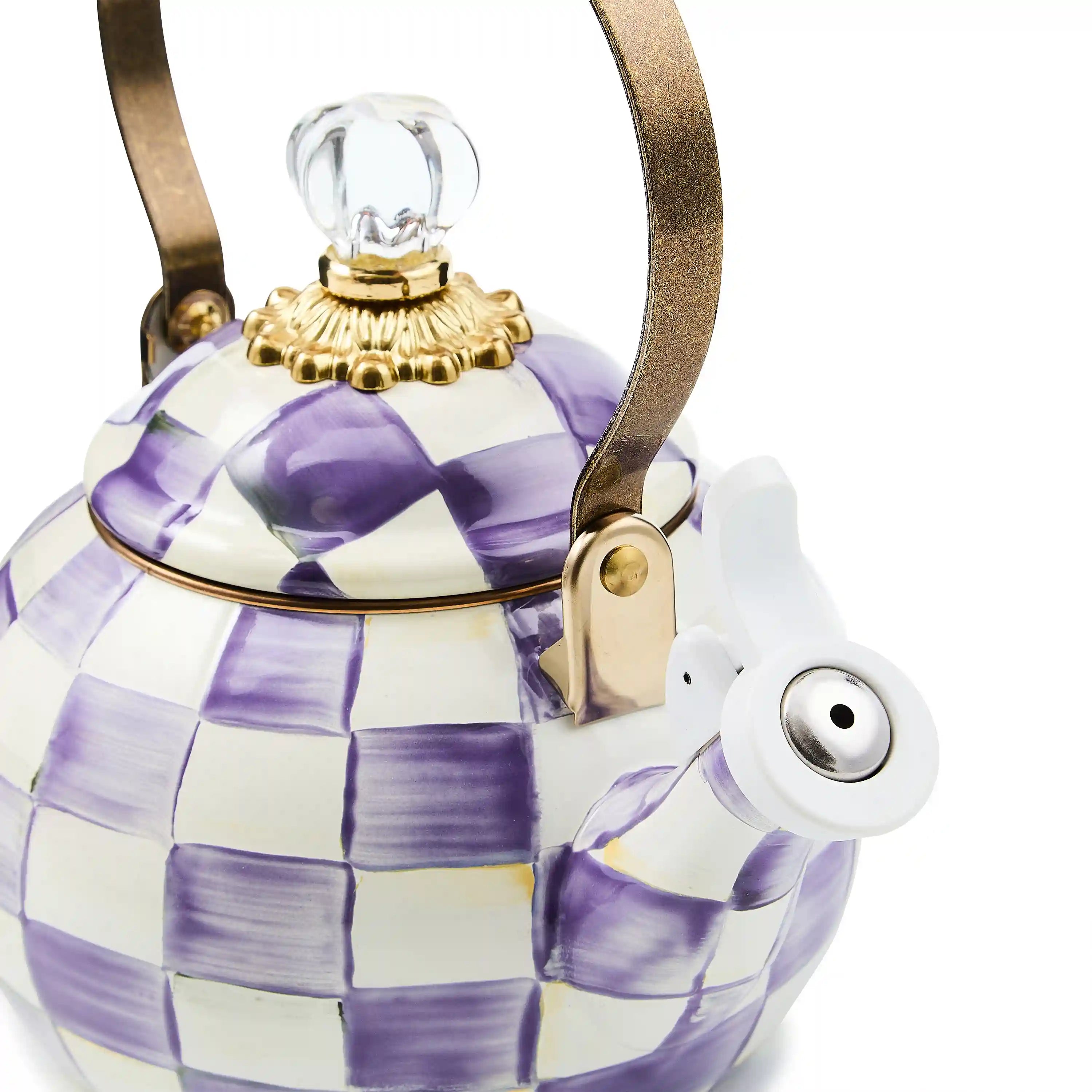Mocha Check Whistling Tea Kettle