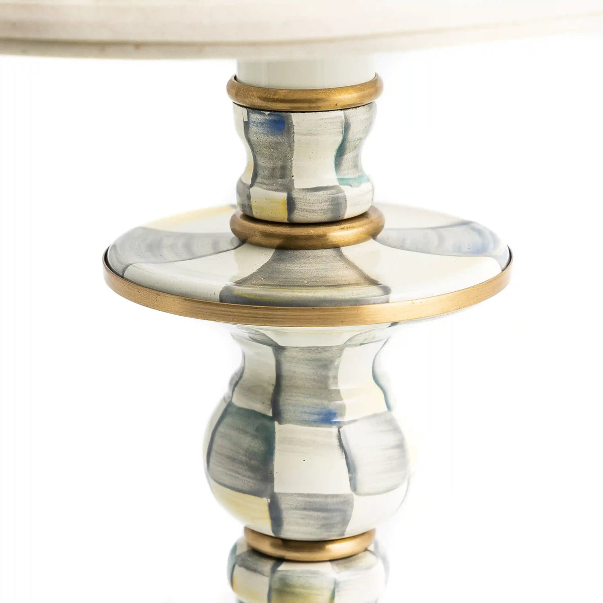 Emerald Check Candlestick Lamp