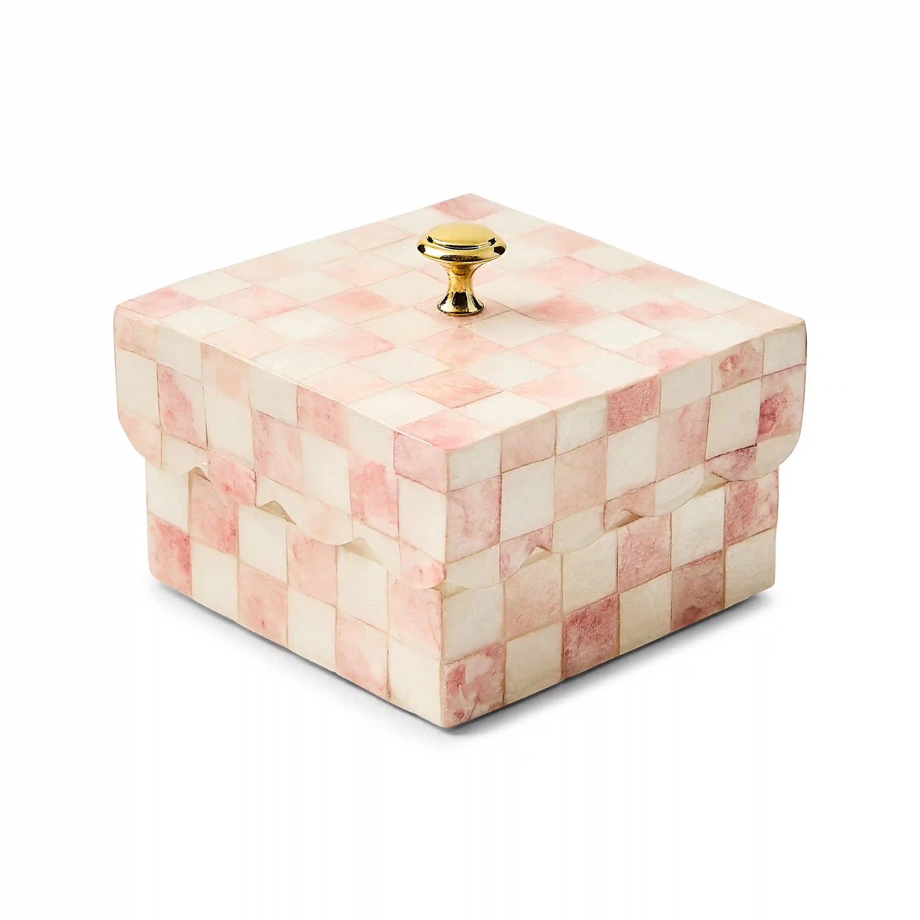 Rosy Check Capiz Scalloped Box