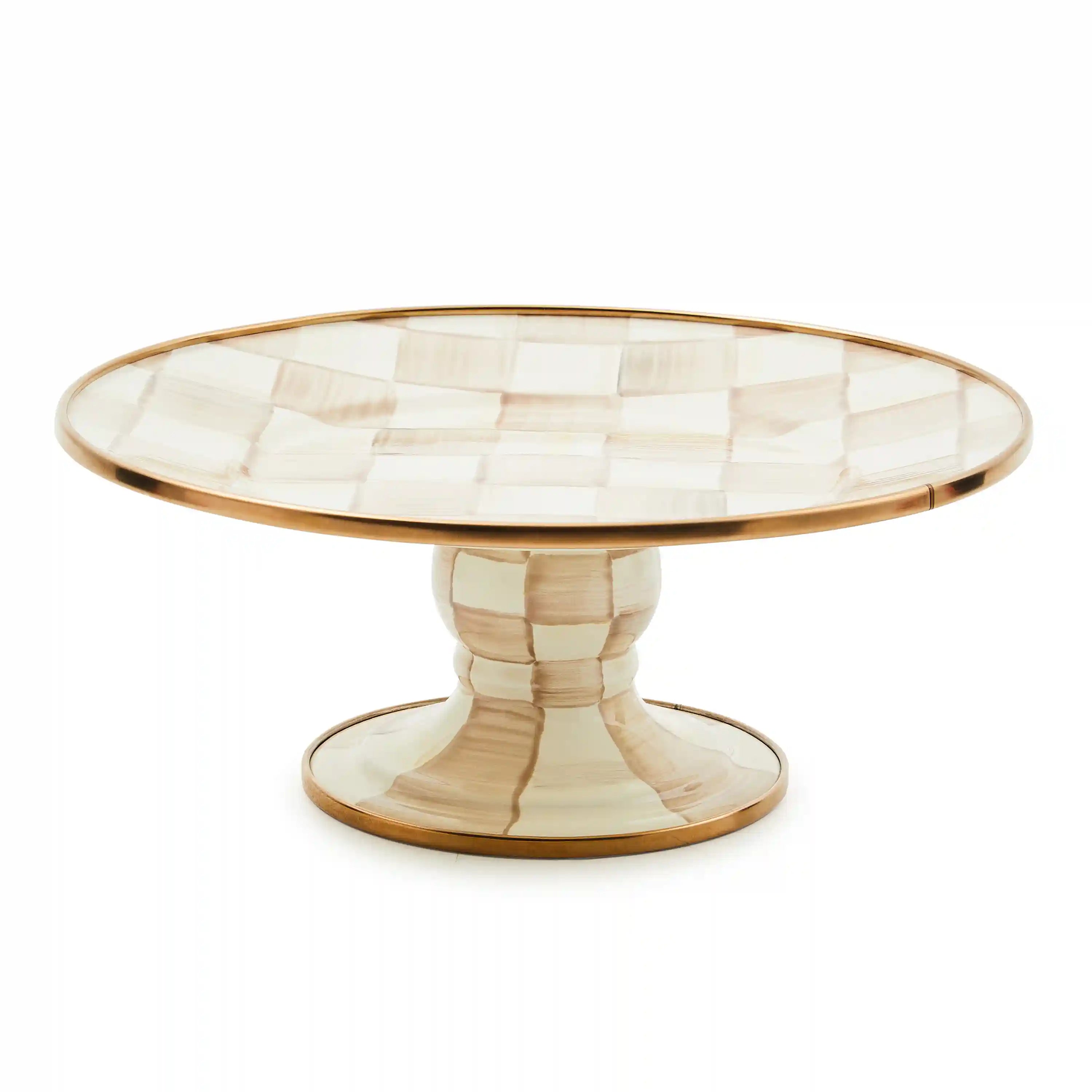 Mocha Check Large Pedestal Platter