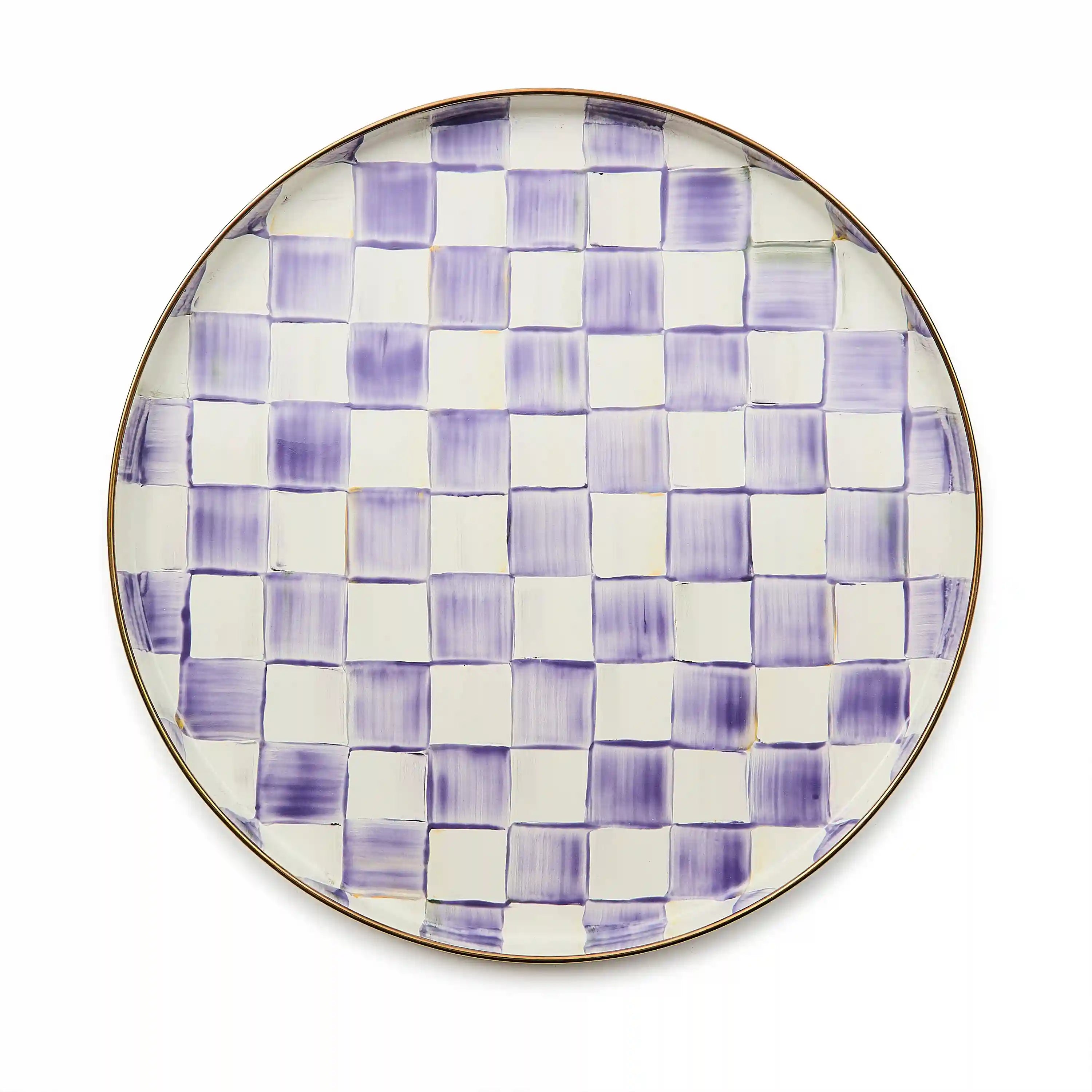 Sterling Check Round Tray
