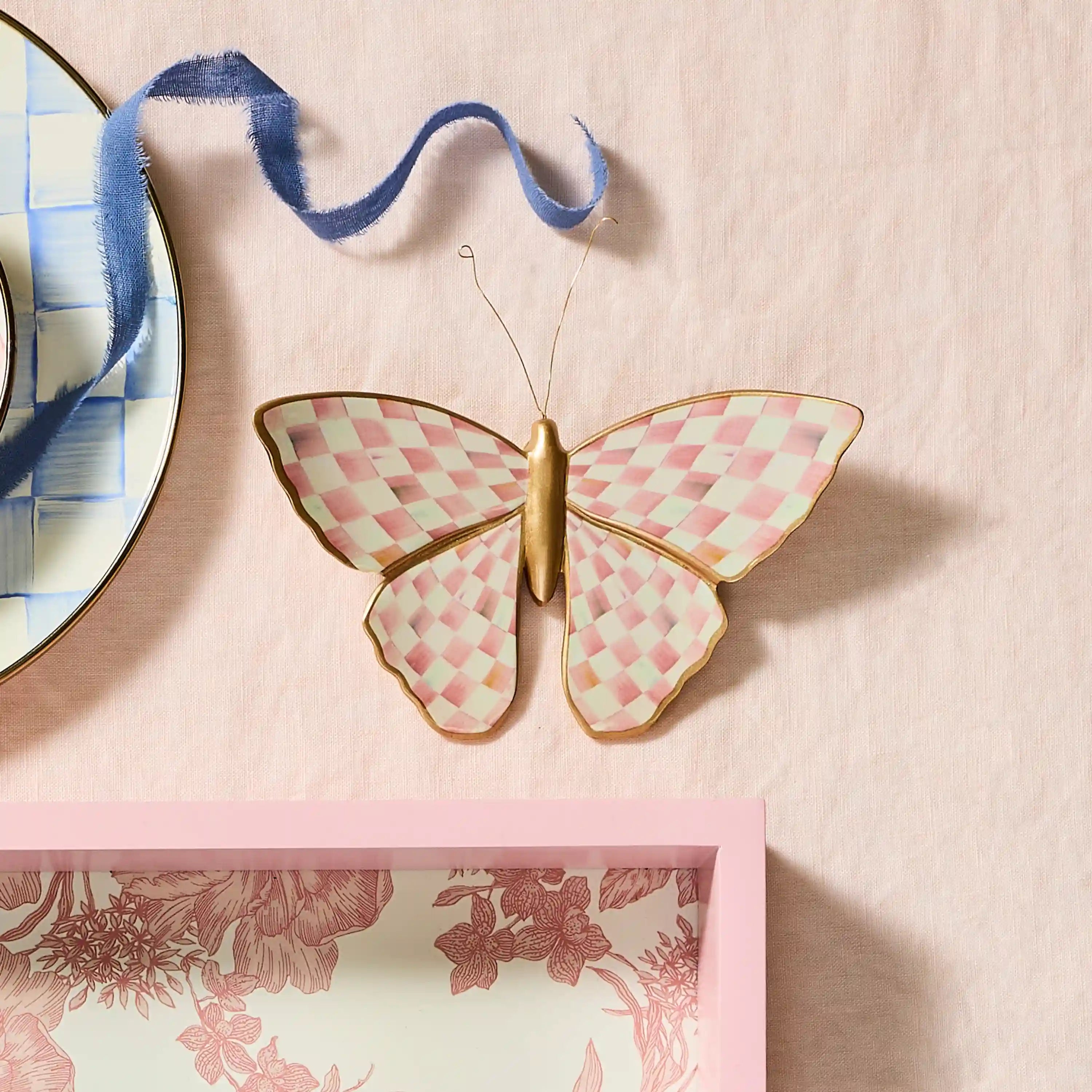 Violet Check Butterfly Wall Decor