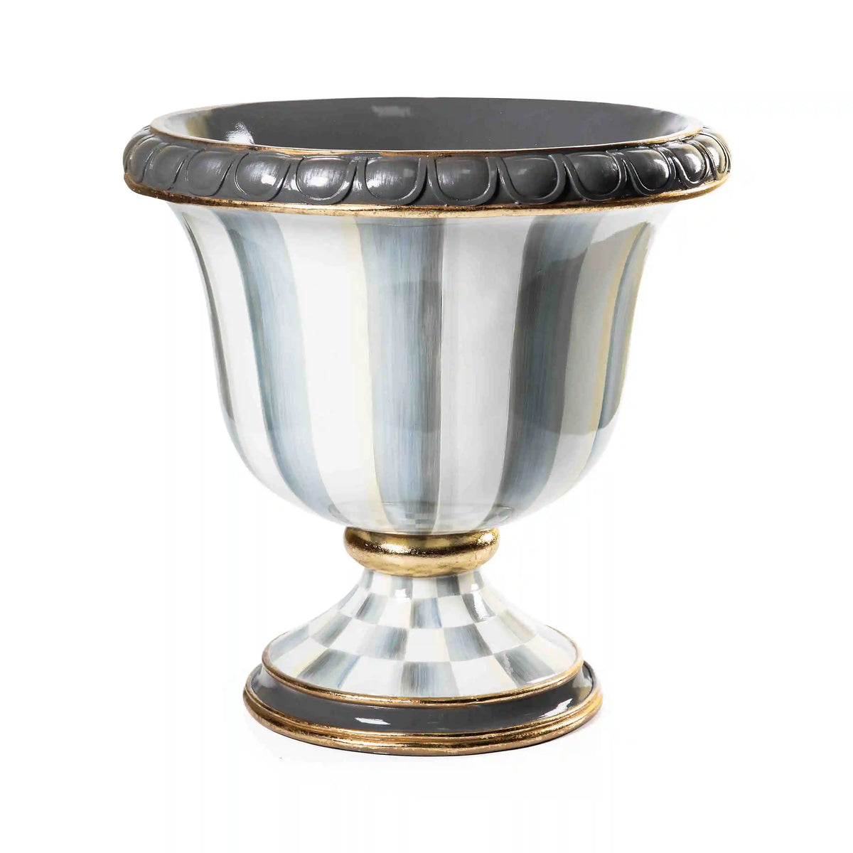 Violet Check Pedestal Urn