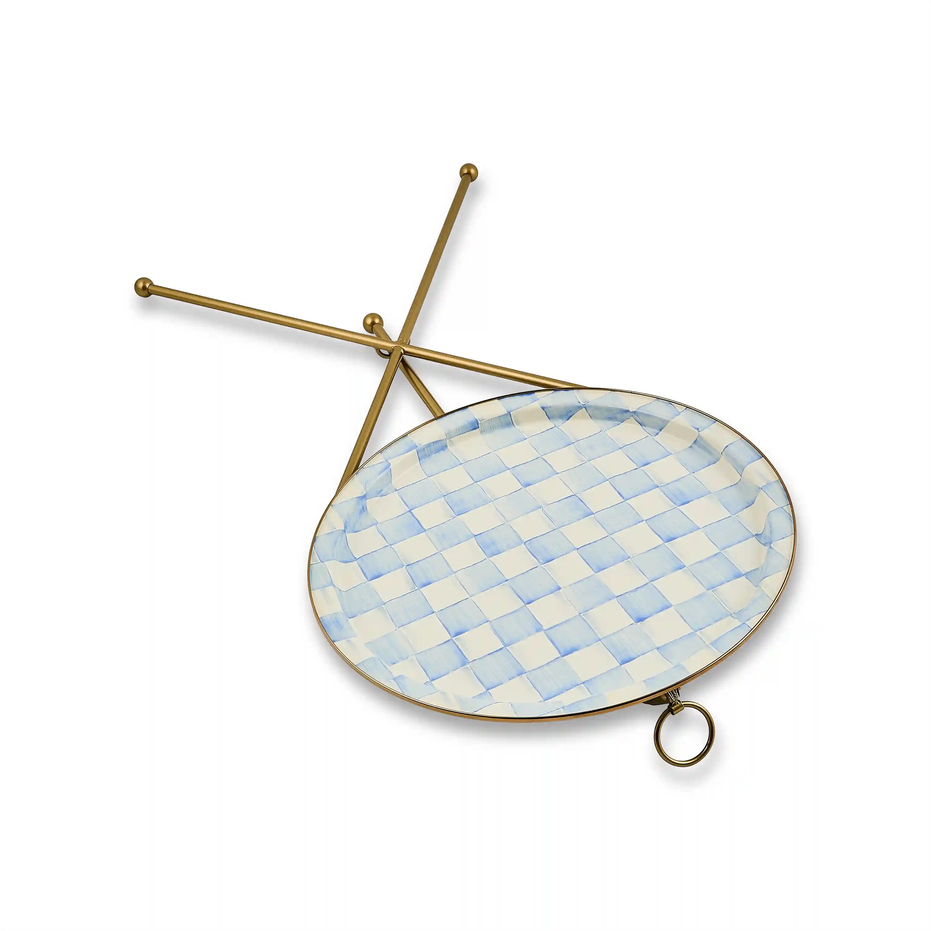 Mocha Check Enamel Tilt Accent Table