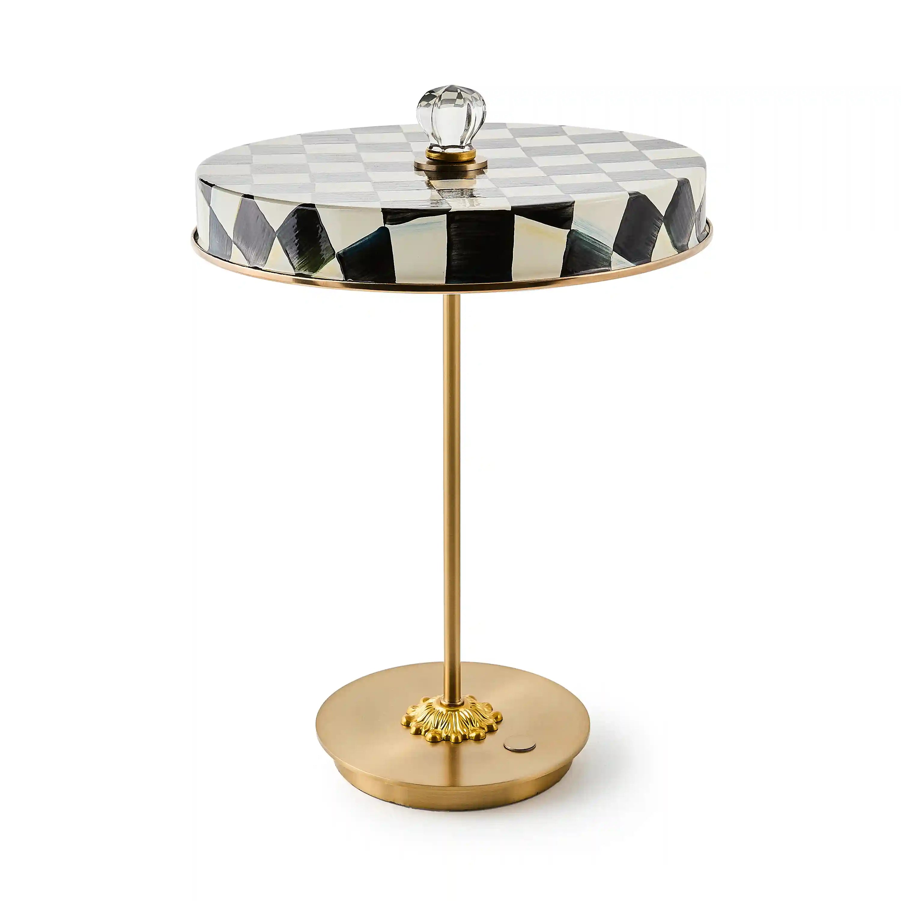Violet Check LED Rechargeable Disk Table Lamp