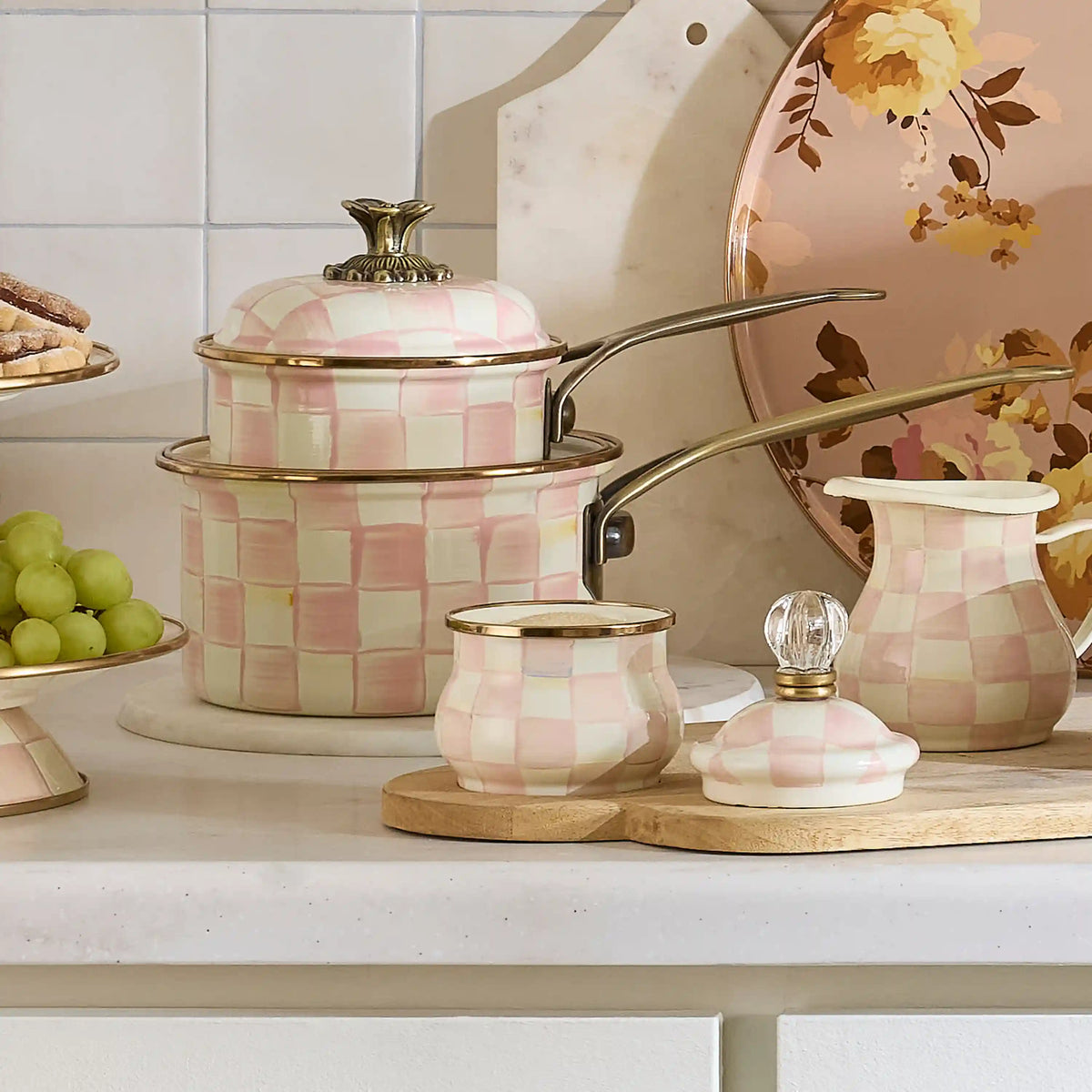 Sky Check Lidded Sugar Bowl