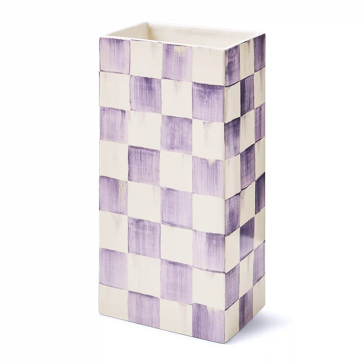 Mocha Check Pillar Vase