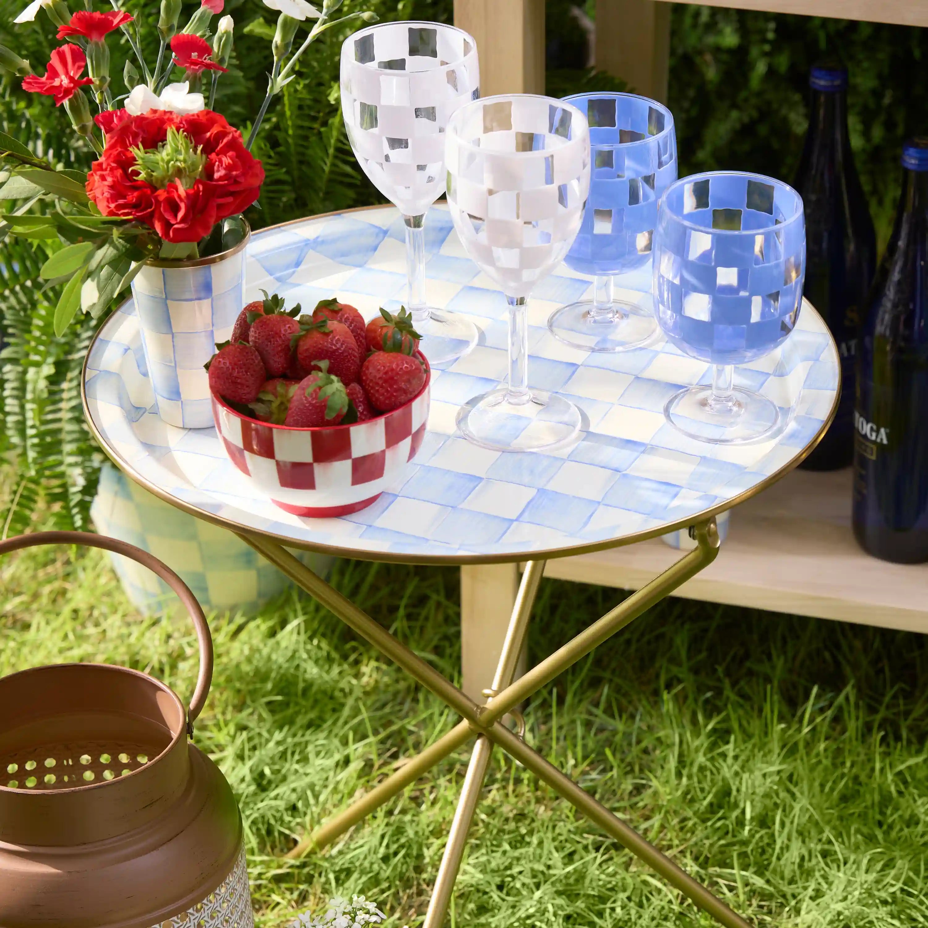 Sterling Check Enamel Tilt Accent Table
