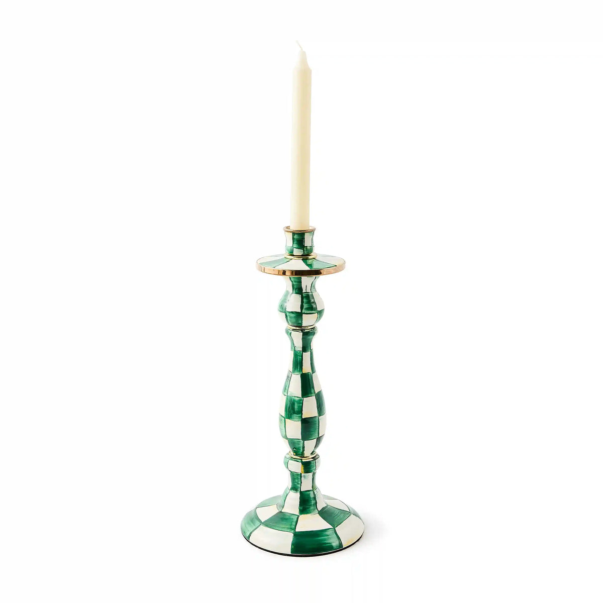 Emerald Check Medium Candlestick