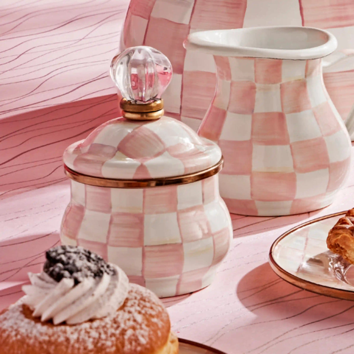 Sterling Check Lidded Sugar Bowl