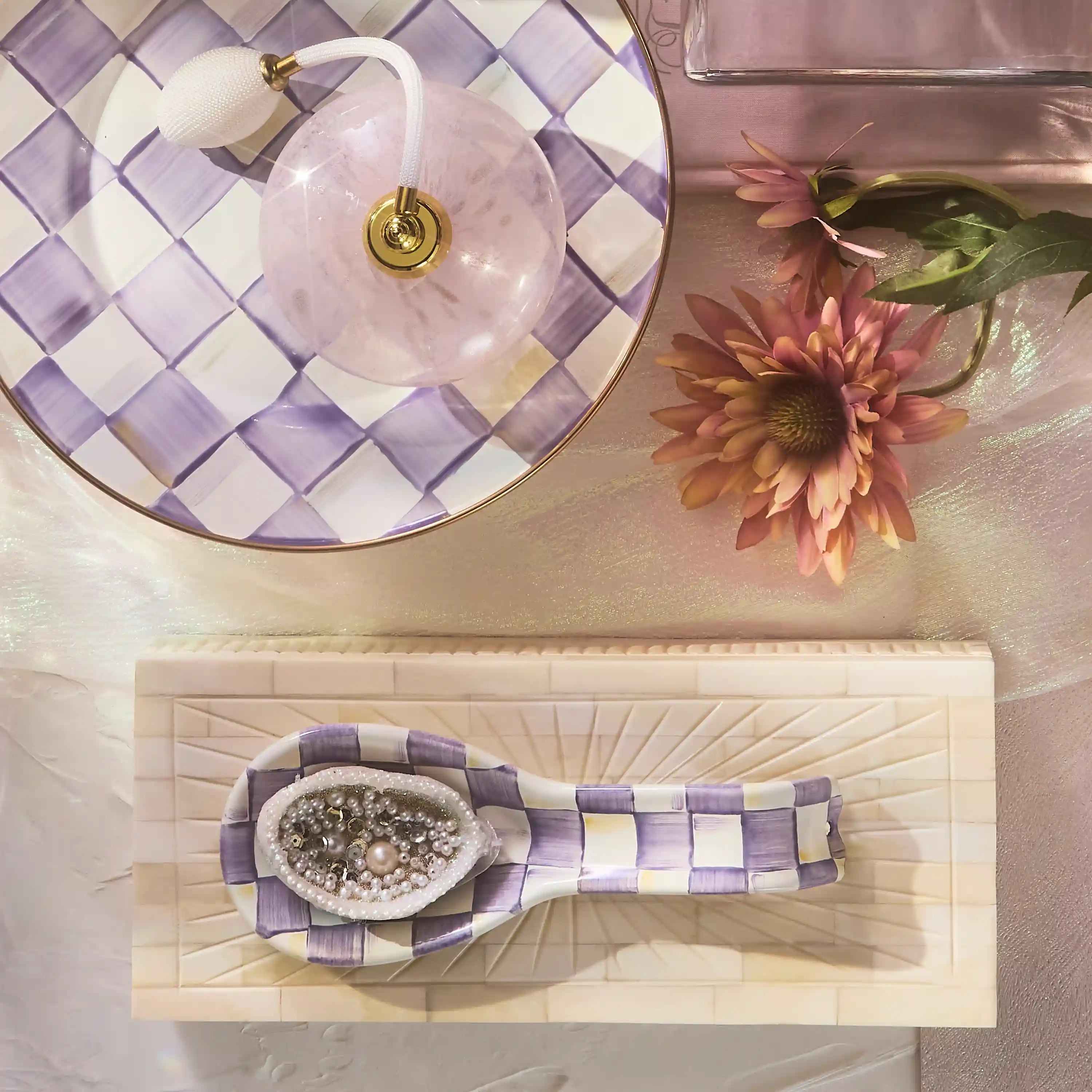 Mocha Check Spoon Rest