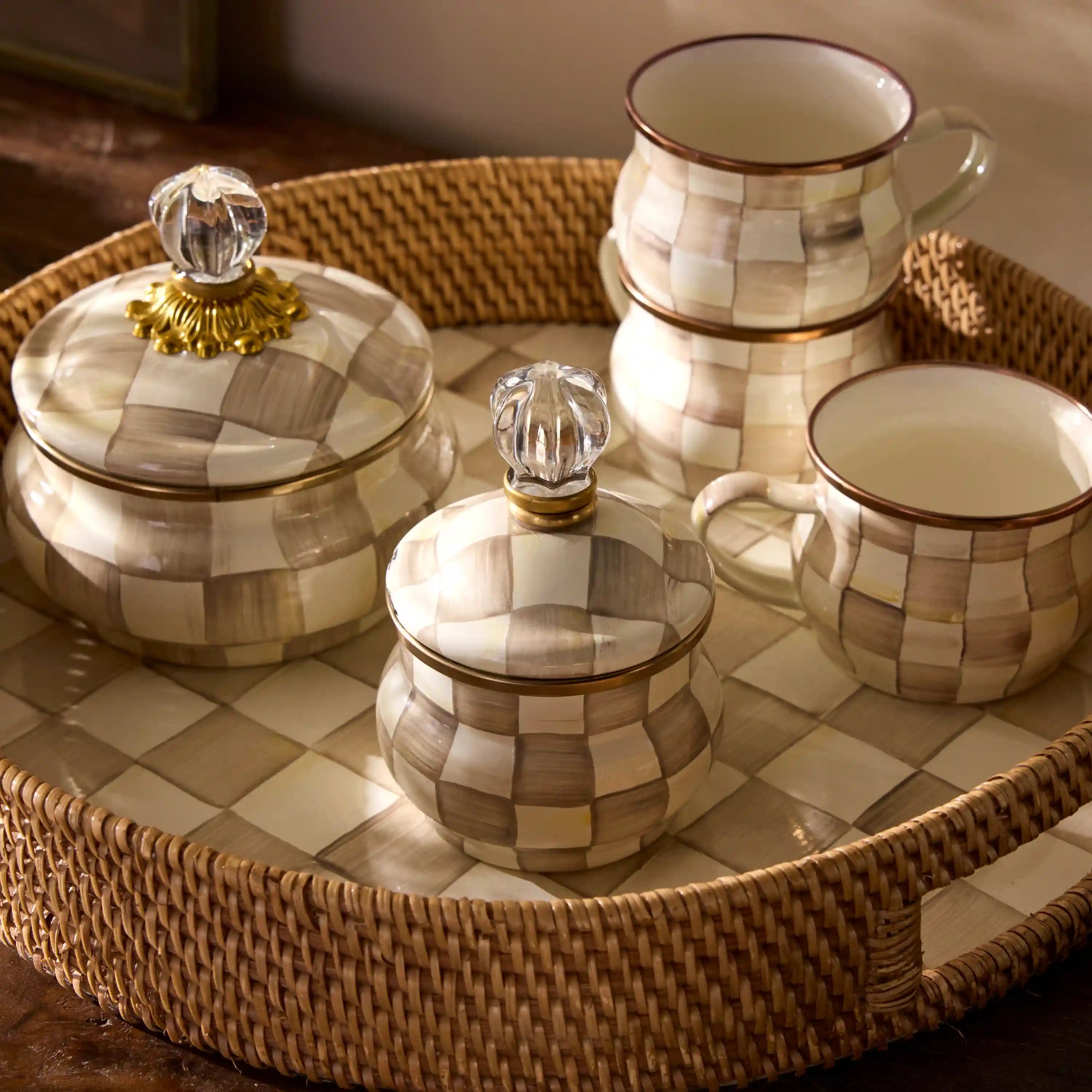 Sky Check Lidded Sugar Bowl