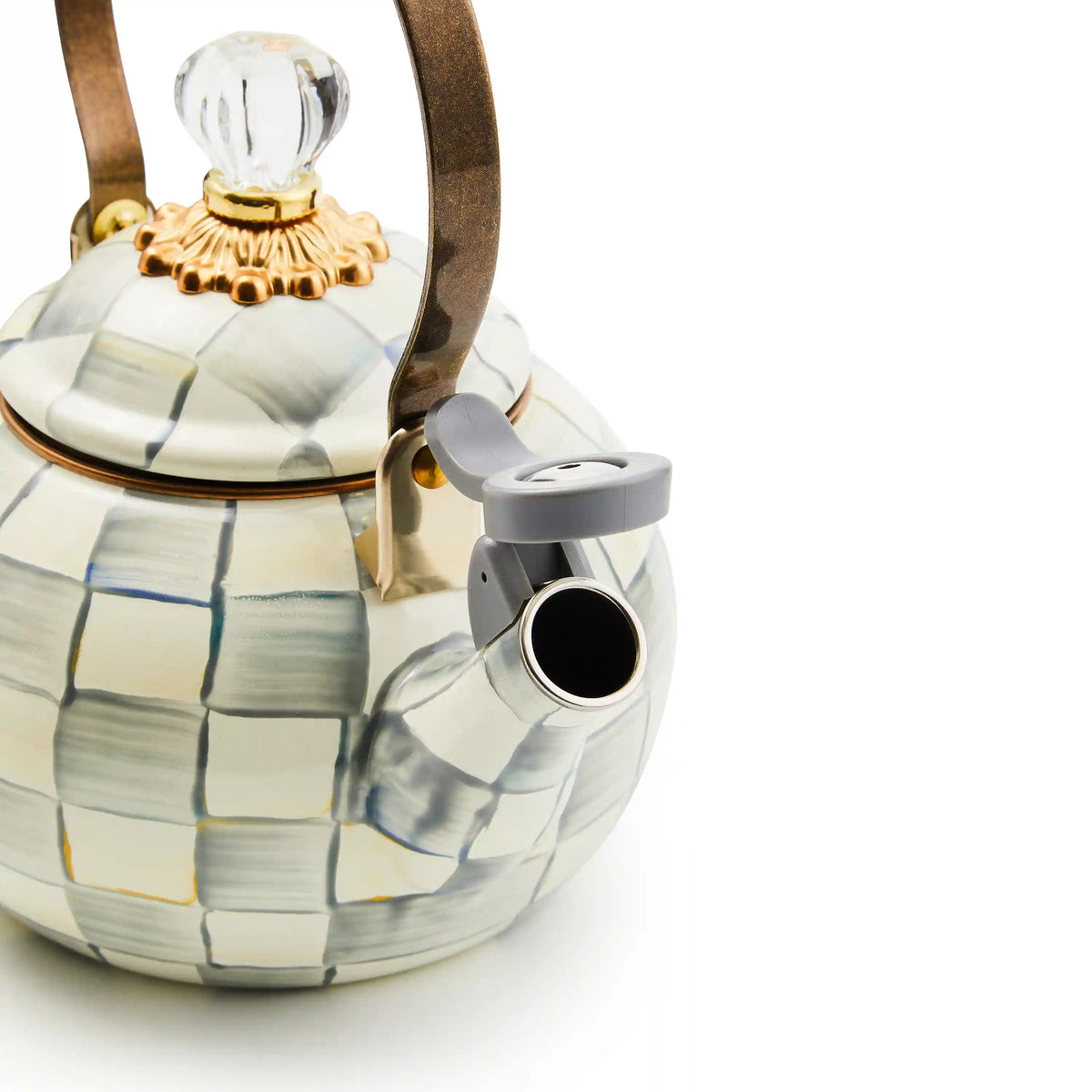 Mocha Check Whistling Tea Kettle