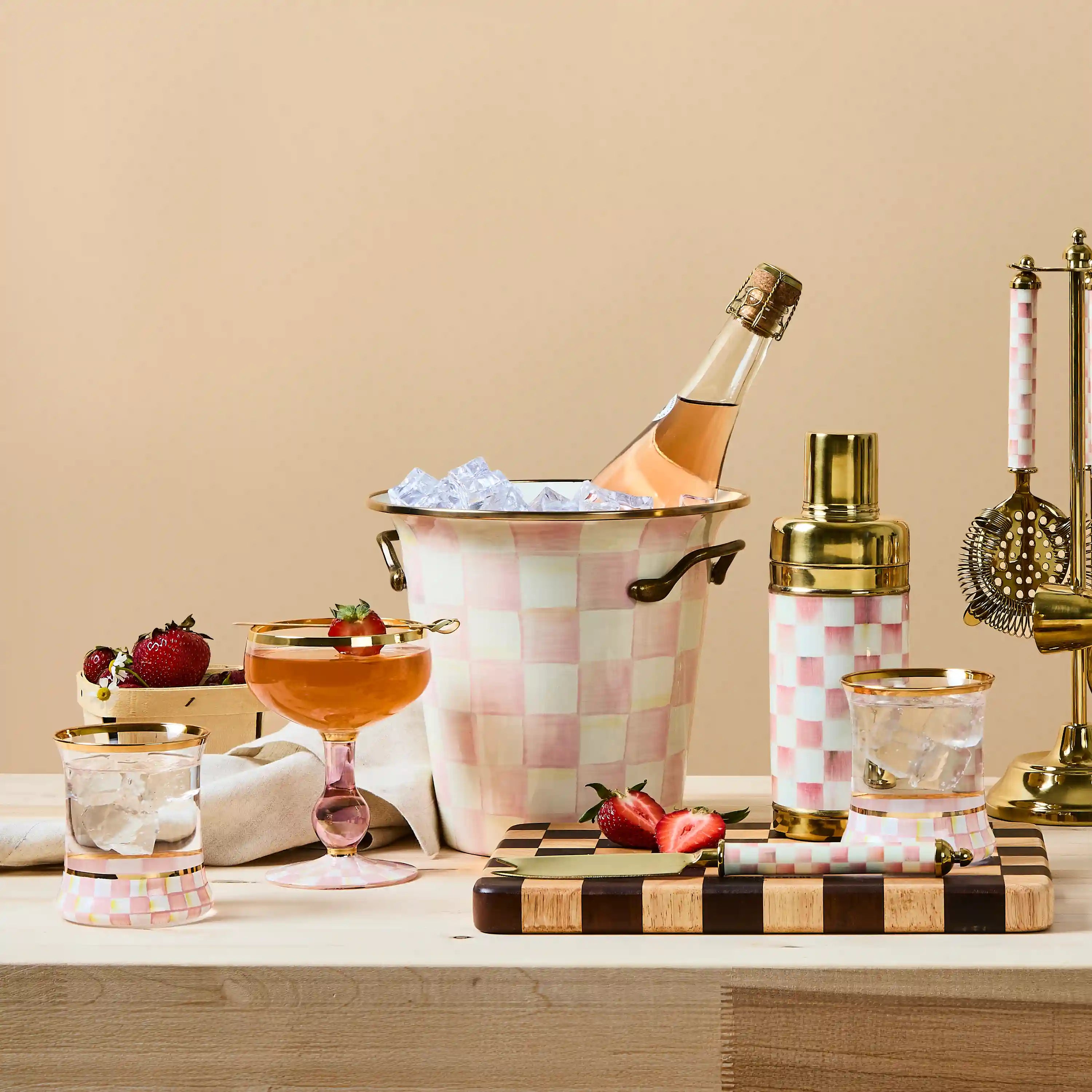 Mocha Check Wine Cooler