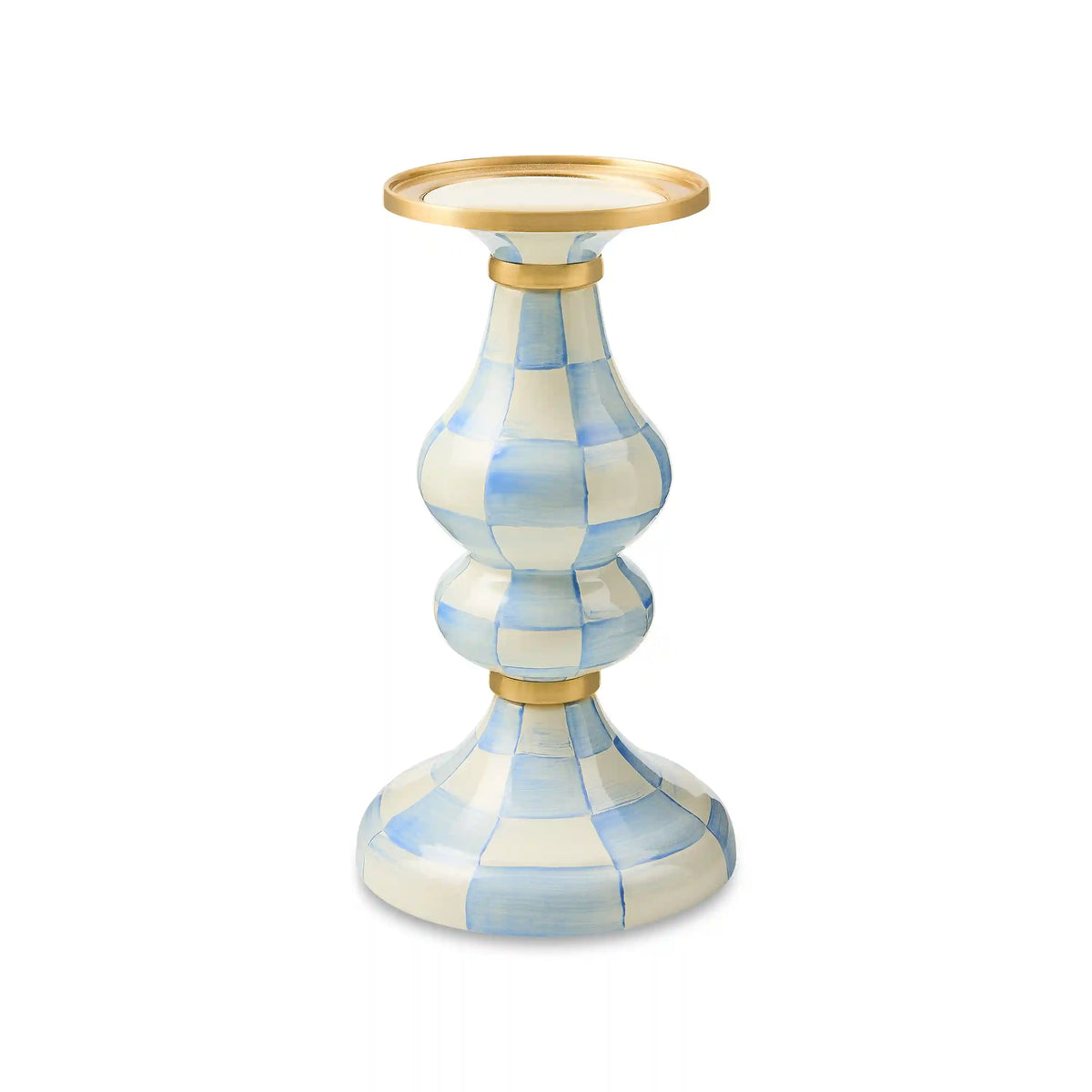 Mocha Check Medium Pillar Candlestick