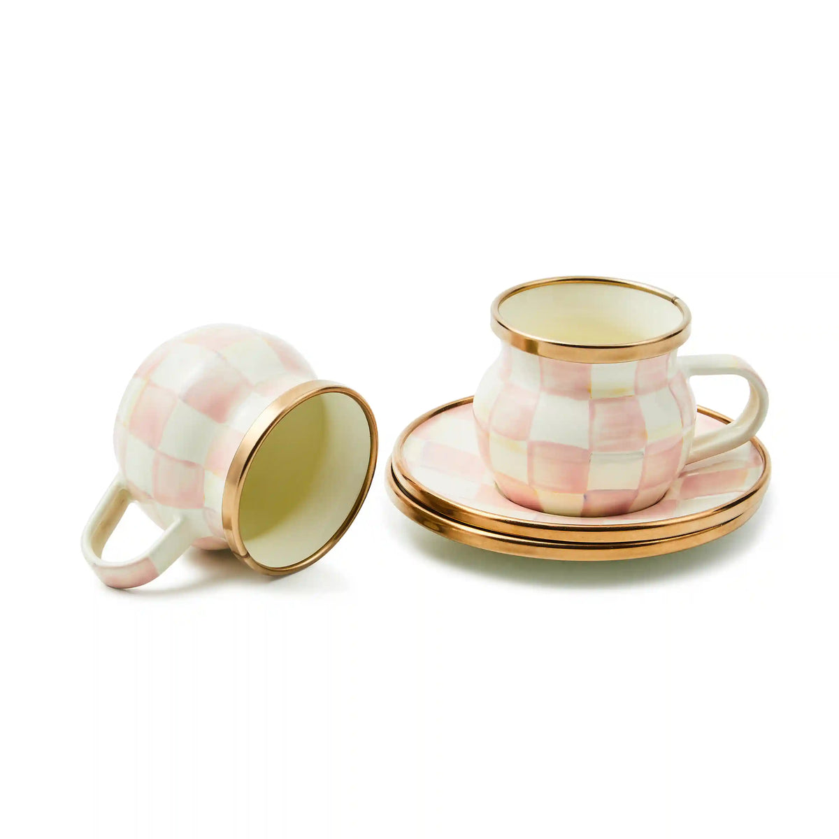 Mocha Check Espresso Cup & Saucer Set