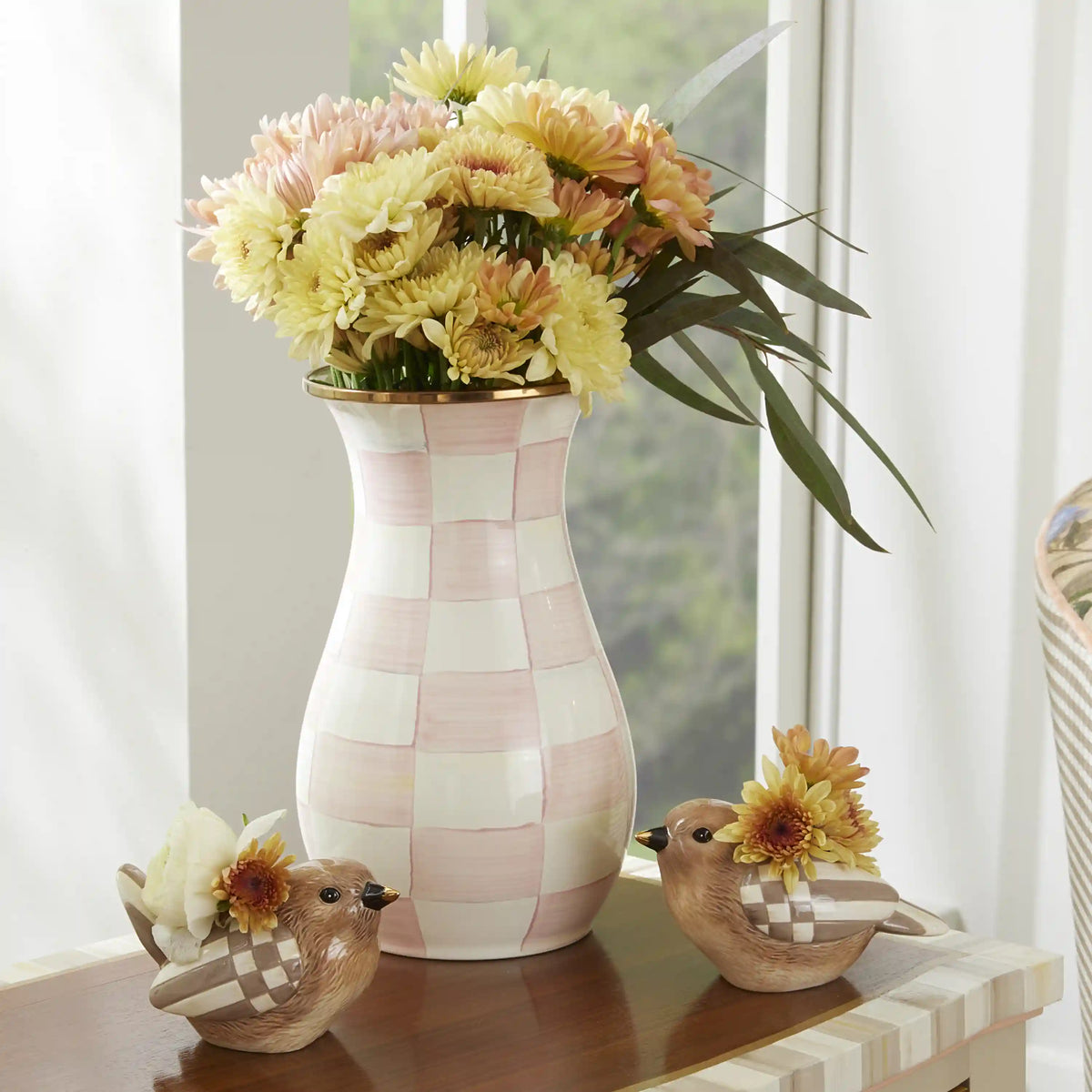 Sterling Check Tall Vase