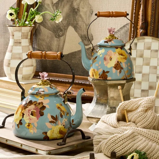 Wild Rose Slate 3 Quart Tea Kettle