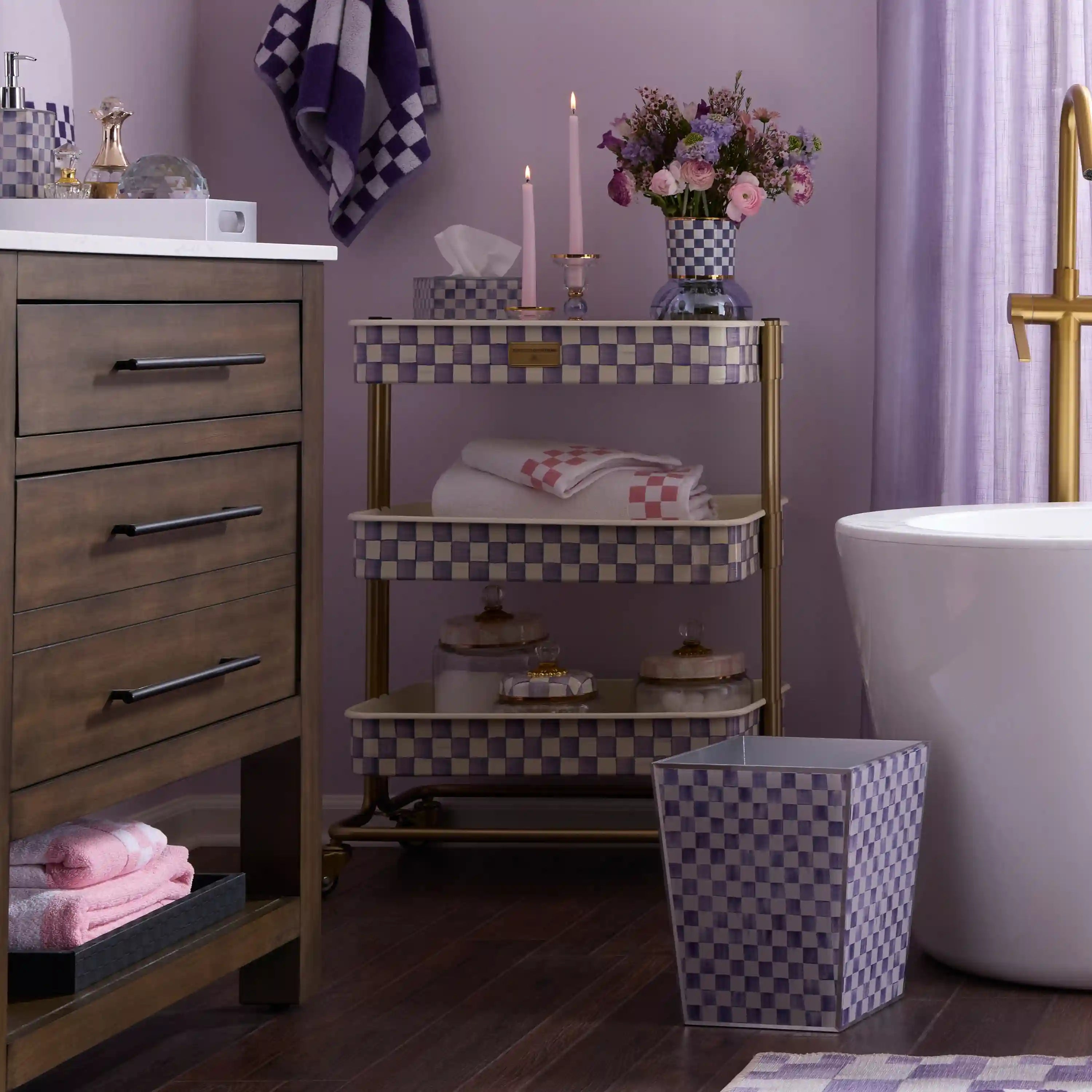 Violet Check 2-Tier Kitchen Cart