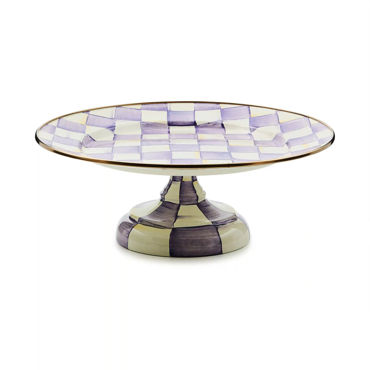 Mocha Check Small Pedestal Platter
