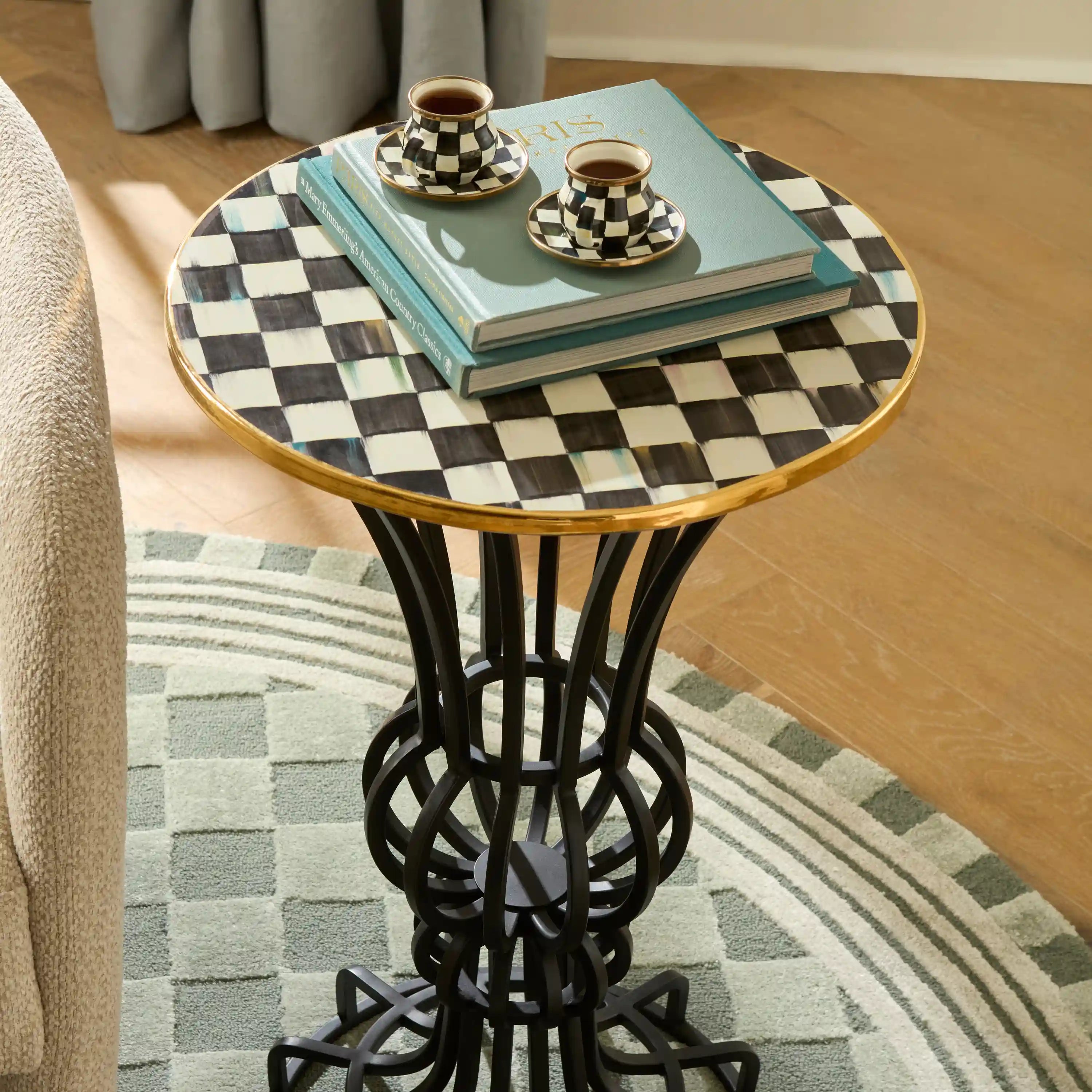 Courtly Check Pedestal Accent Table