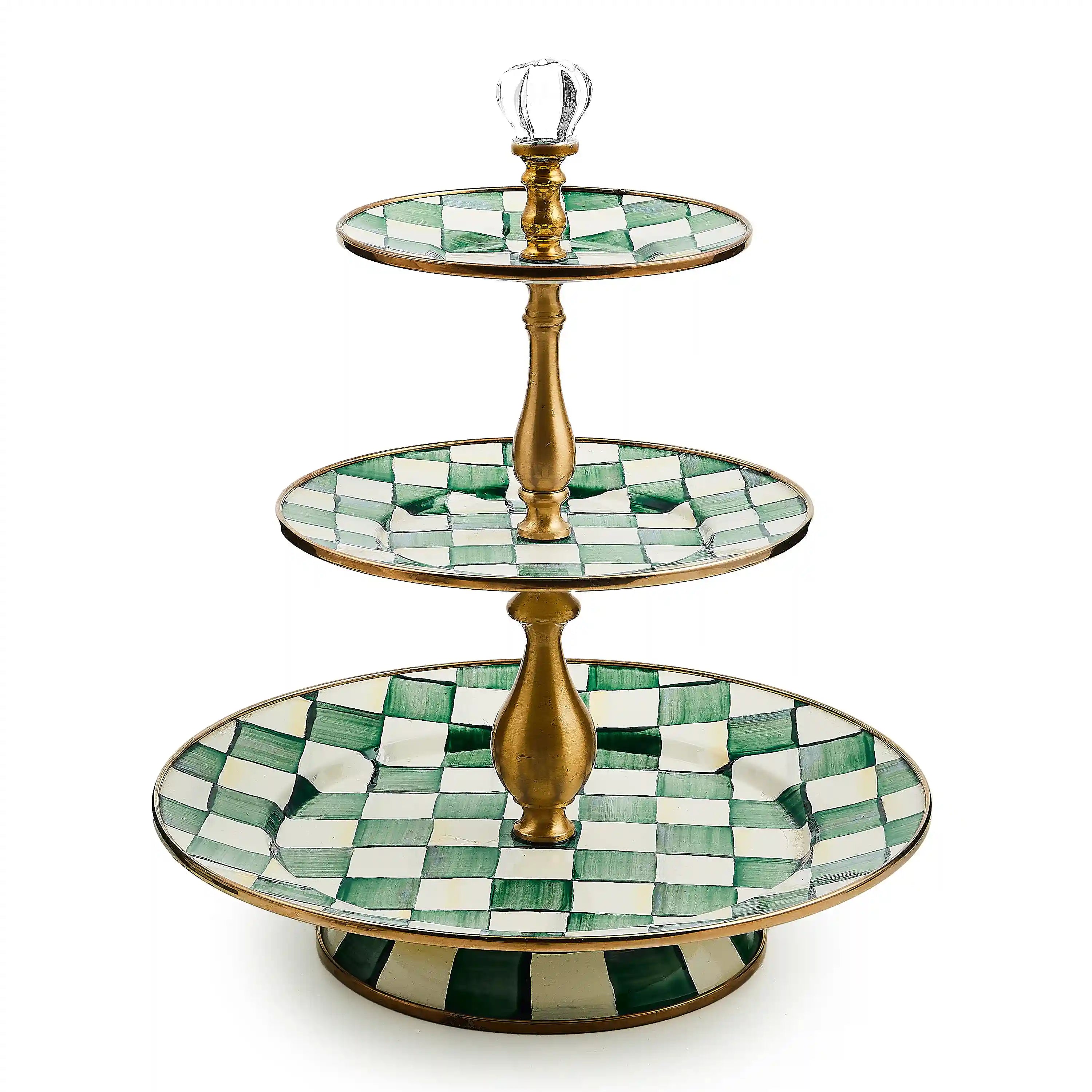 Mocha Check Three Tier Sweet Stand