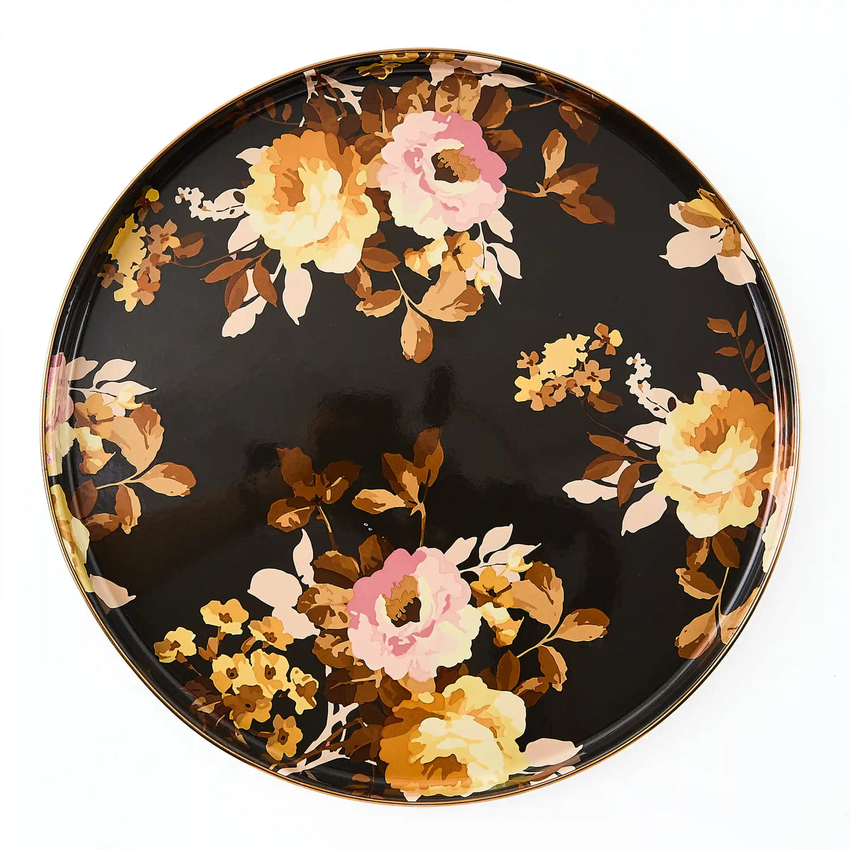 Wild Rose Slate Round Tray