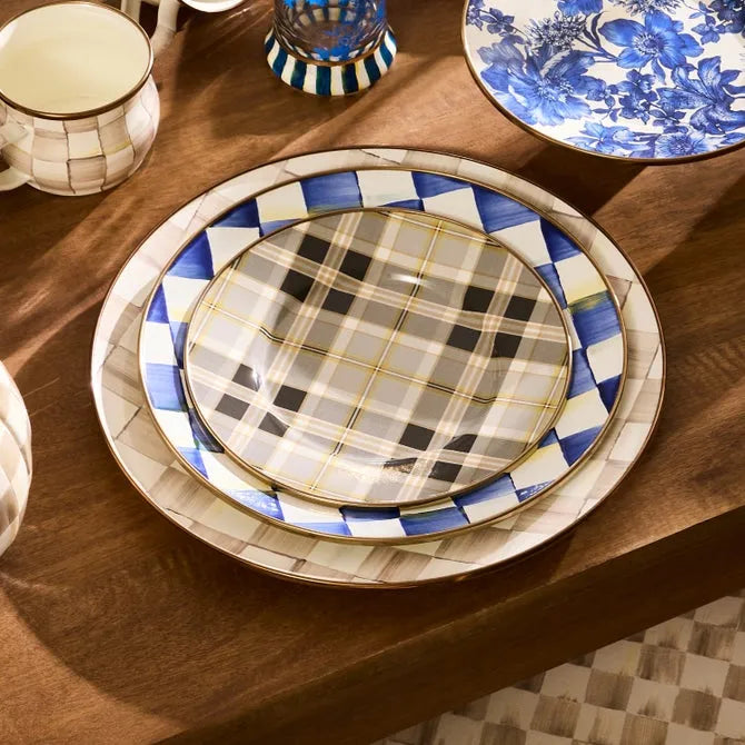 Mocha Check Charger/Plate