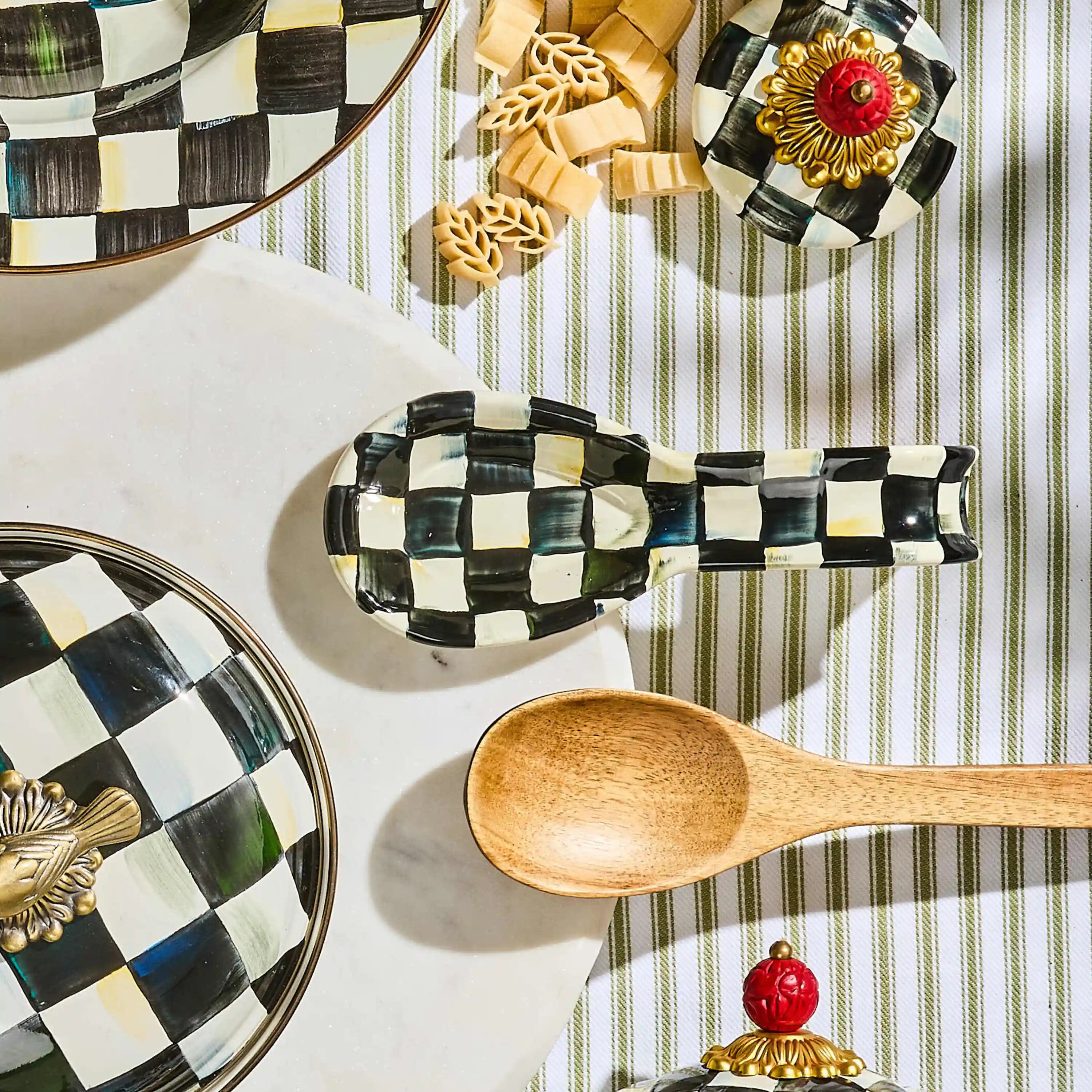 Violet Check Spoon Rest
