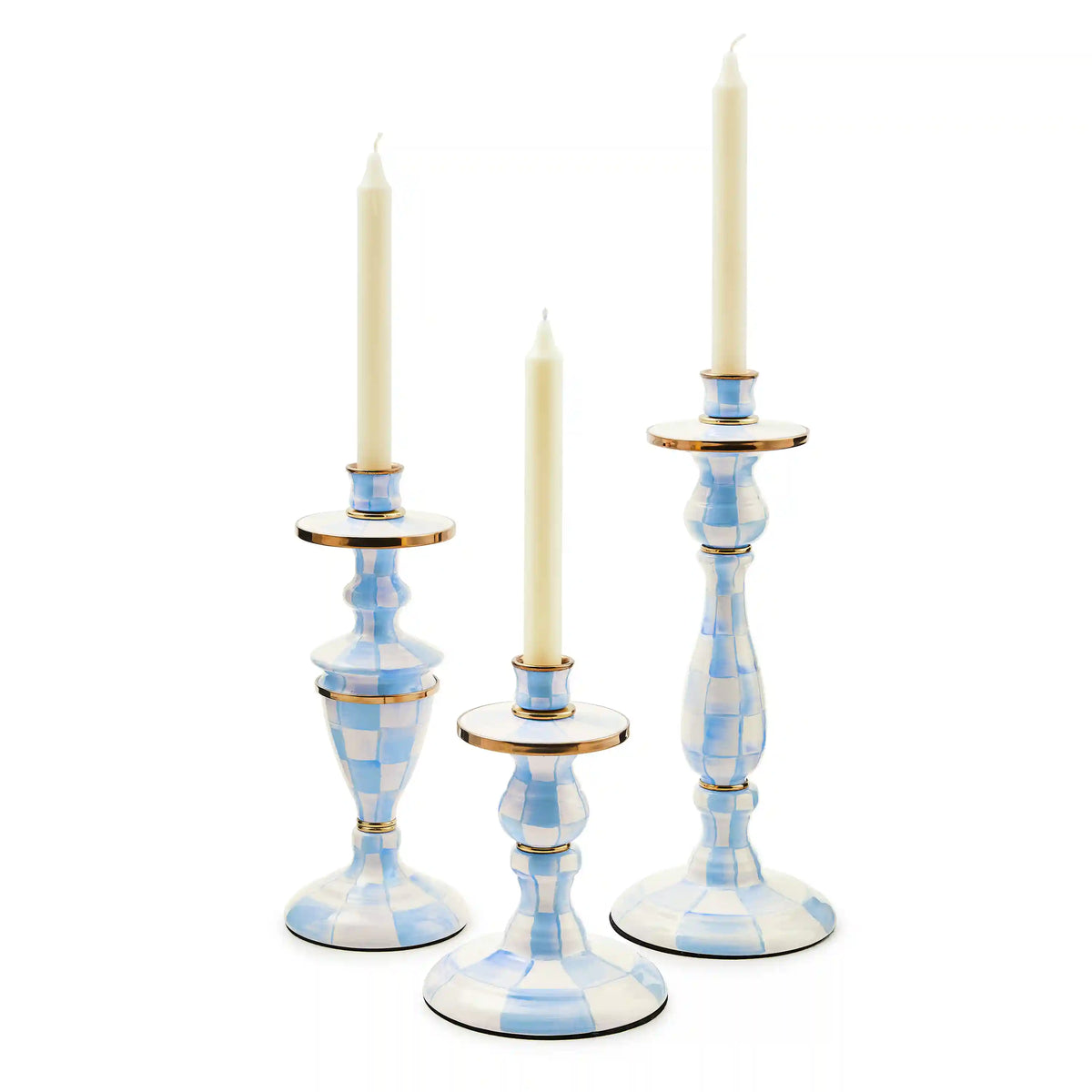Mocha Check Small Candlestick