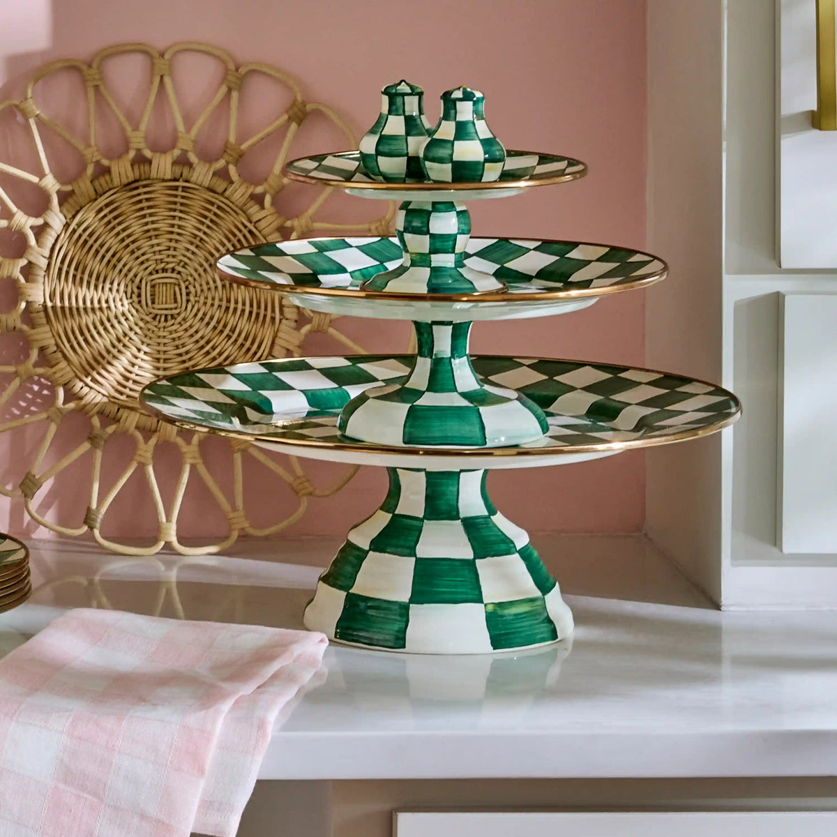 Rosy Check Mini Pedestal Platter