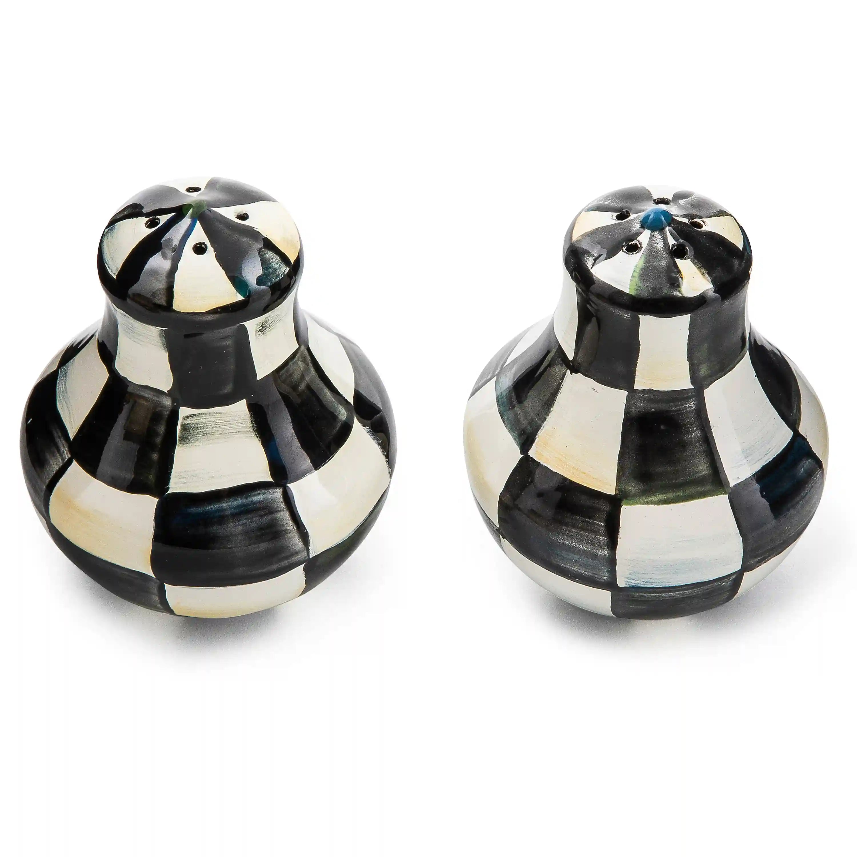 Violet Check Salt & Pepper Shakers