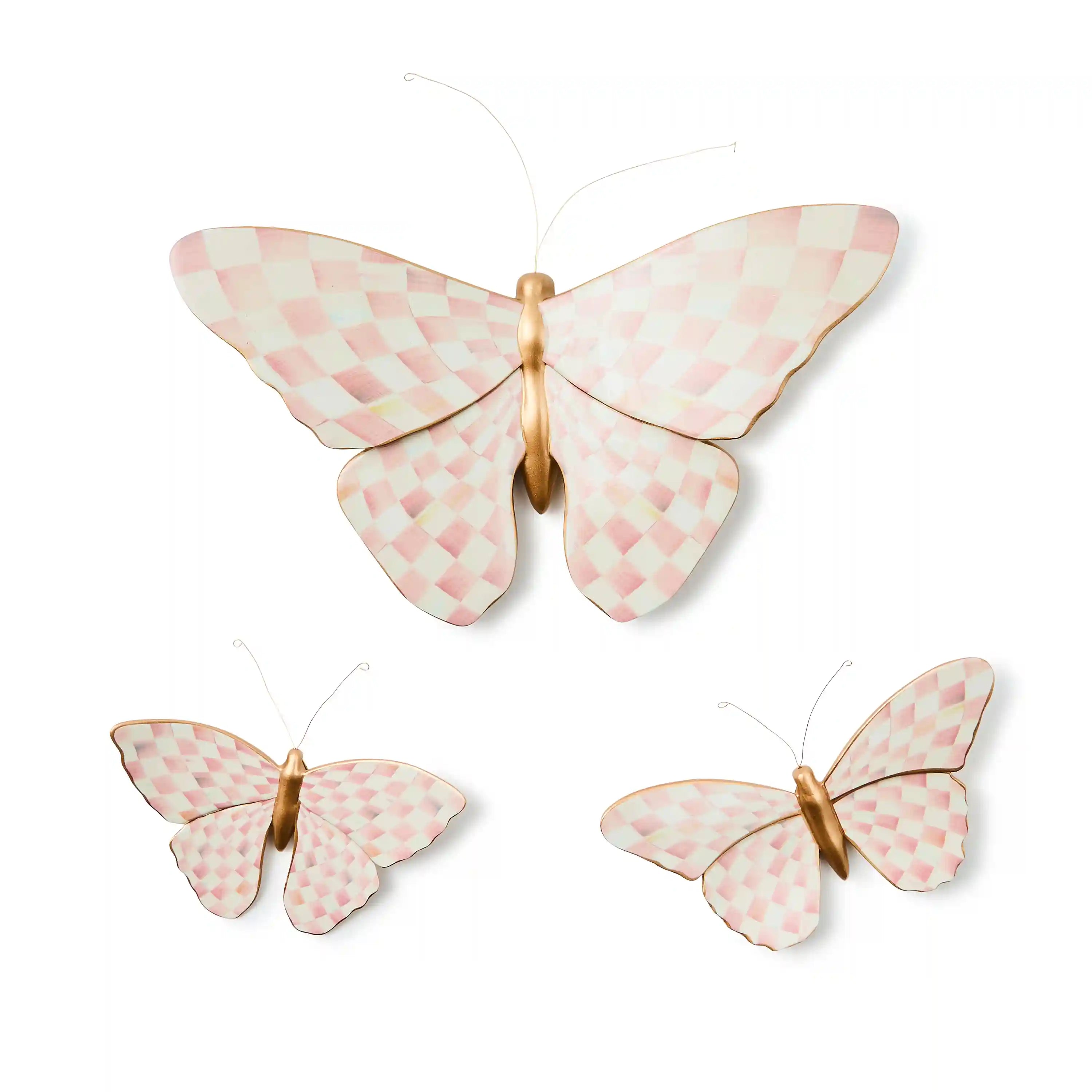 Rosy Check Wall Decor Butterfly Duo