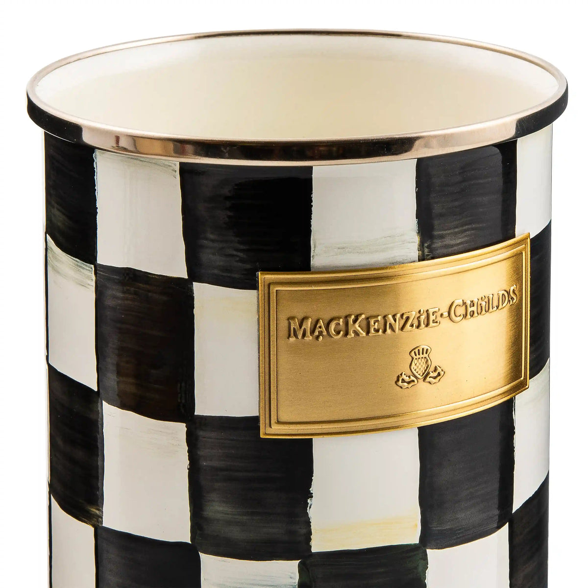 Violet Check Utensil Holder