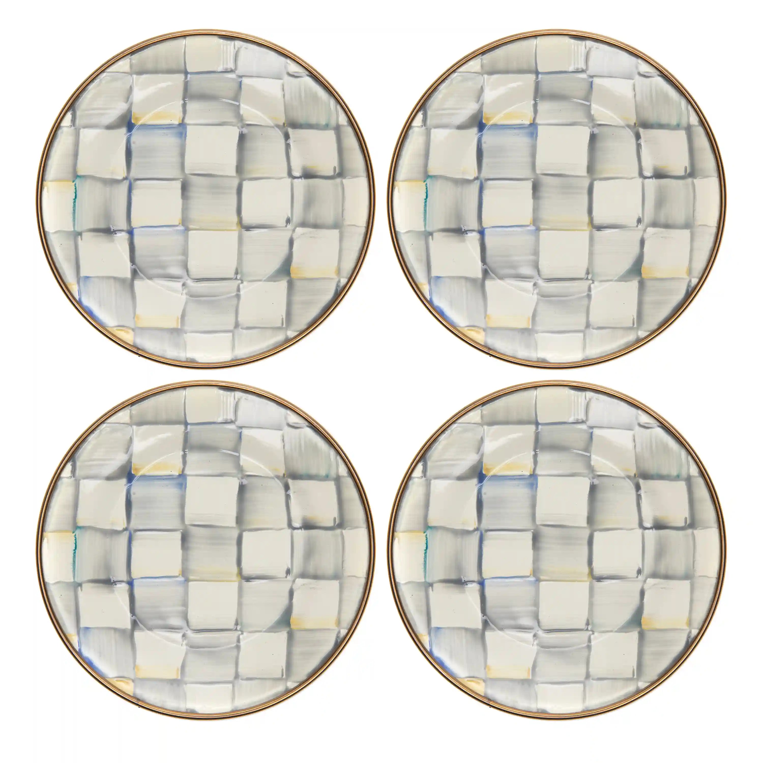 Sterling Check Appetizer Plates, Set of 4