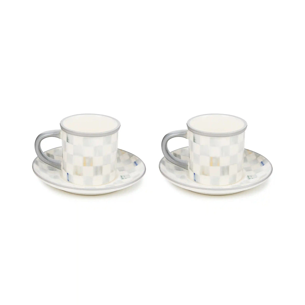 Rosy Check Espresso Cup & Saucer, Set of 2