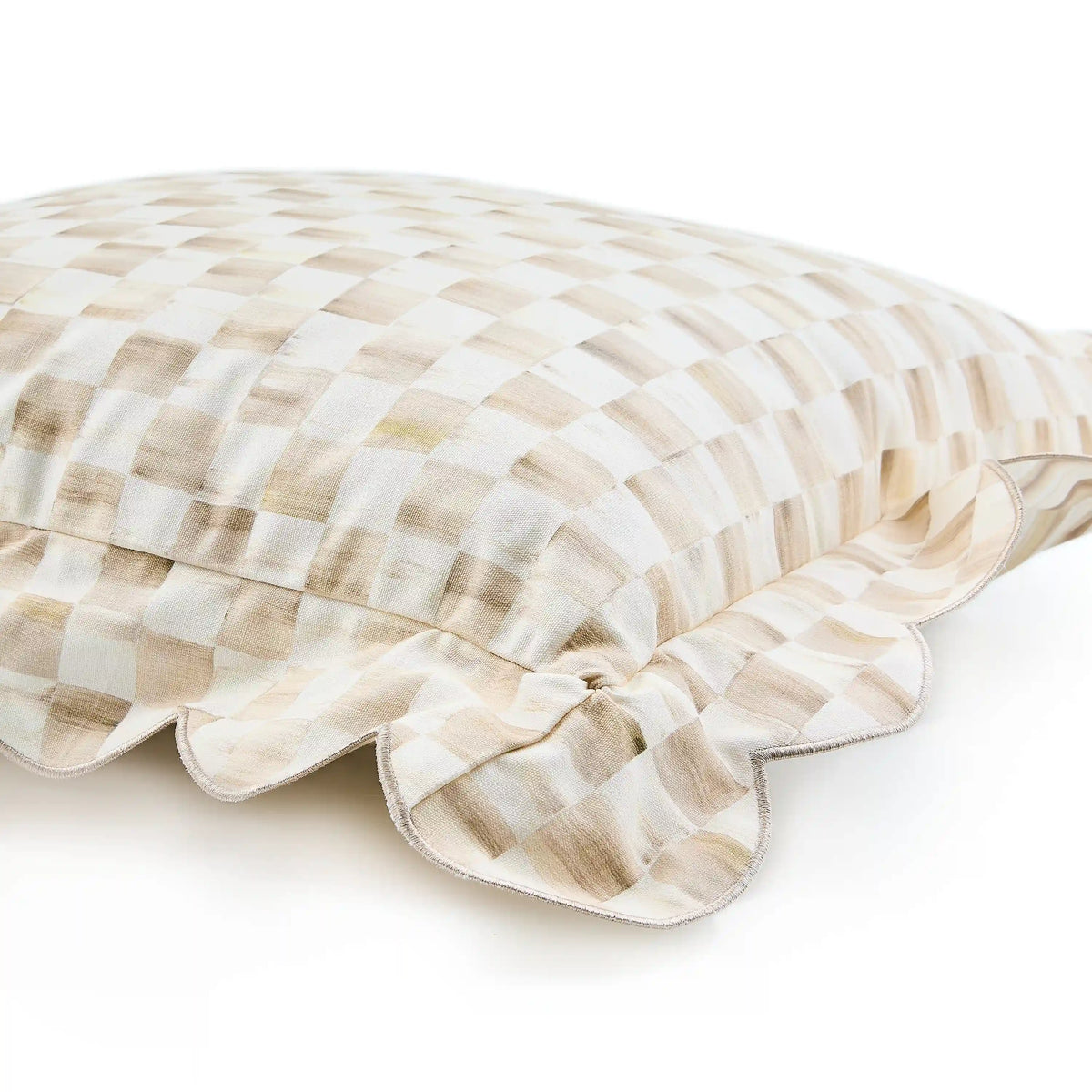 Rosy Check Reversible Scalloped Throw Pillow