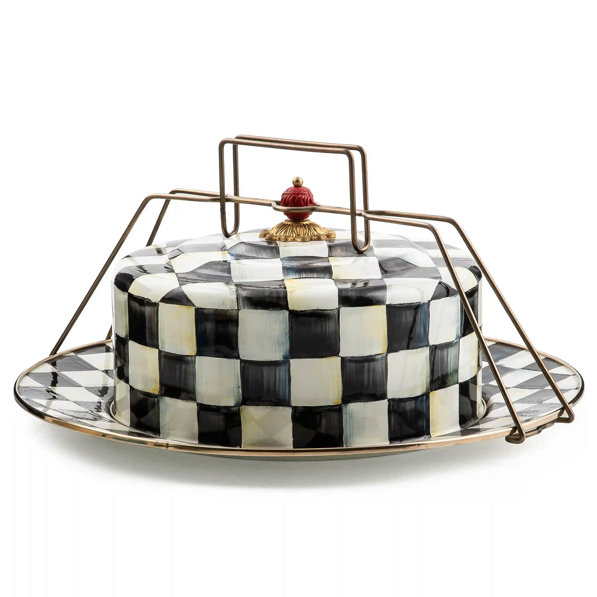 Mocha Check Cake Carrier