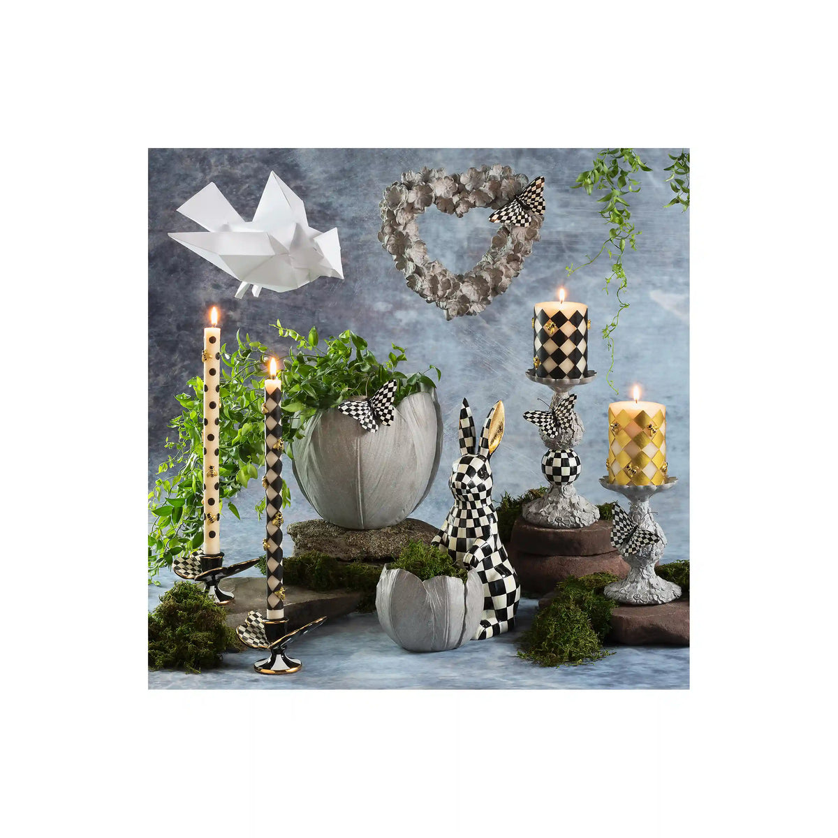 Rosy Check Butterfly Candle Holders, Set of 2