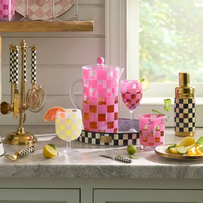Pink Check Acrylic Pitcher