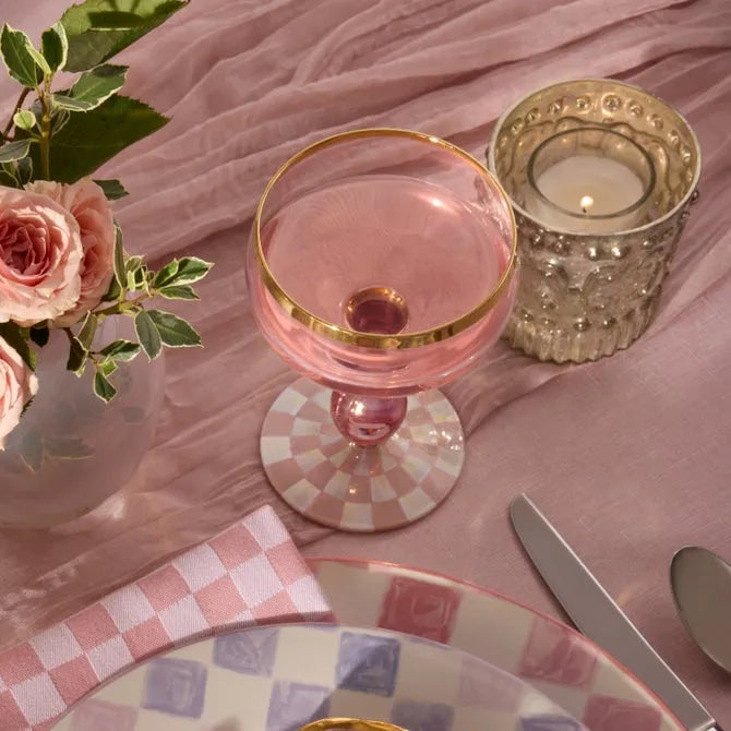 Rosy Check Wine Glass
